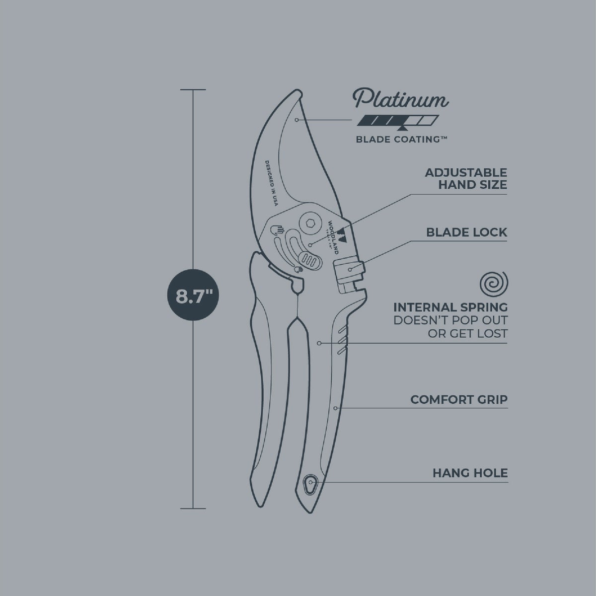Woodland 8.38 In. Adjustable Heavy Duty Bypass Pruner Image 6