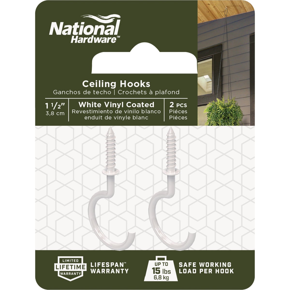 National Hardware White Vinyl-Coated Ceiling Hook (2-Pack) Image 2