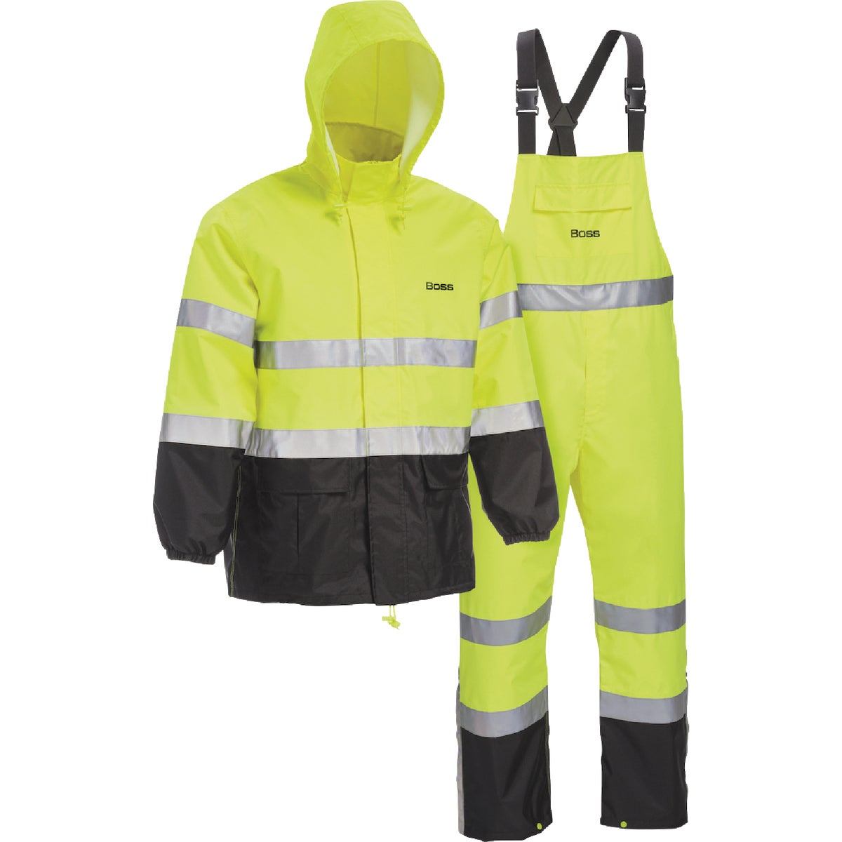 Boss Large 2-Piece ANSI Class 3 Hi-Visibility Rain Suit