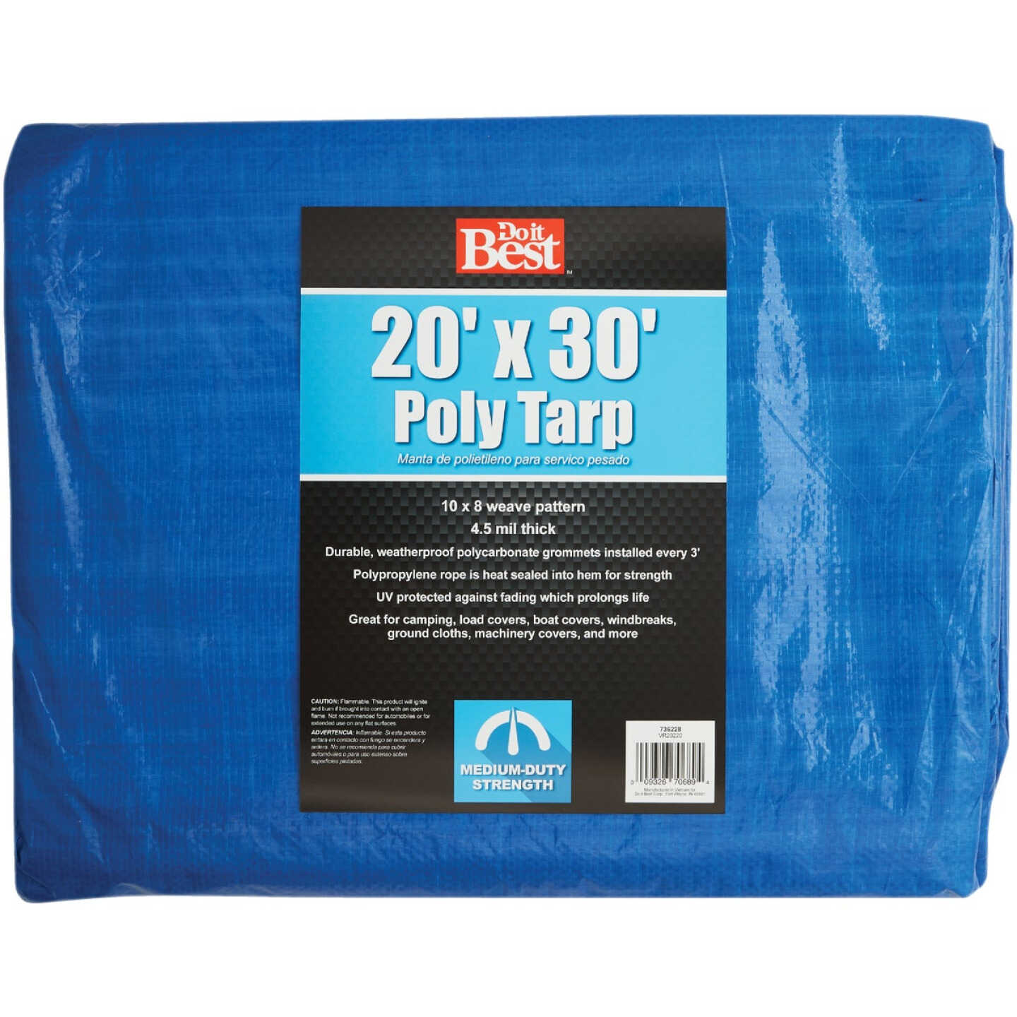 Do it Best Blue Woven 20 Ft. x 30 Ft. Medium Duty Poly Tarp Image 1