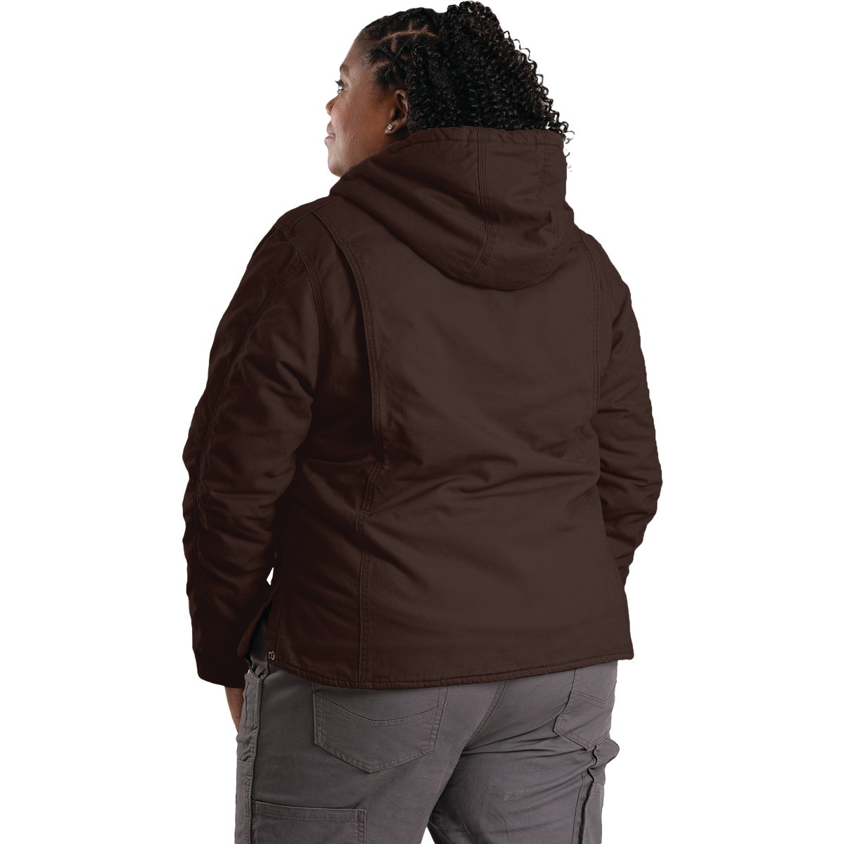 Berne Women's XL Dark Brown Sherpa-Lined Softstone Duck Hooded Jacket Image 3