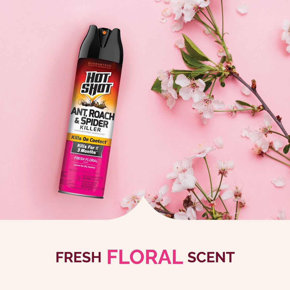 Hot Shot 17.5 Oz. Fresh Floral Scent Aerosol Spray Ant & Roach Killer Plus Germ Killer Image 3