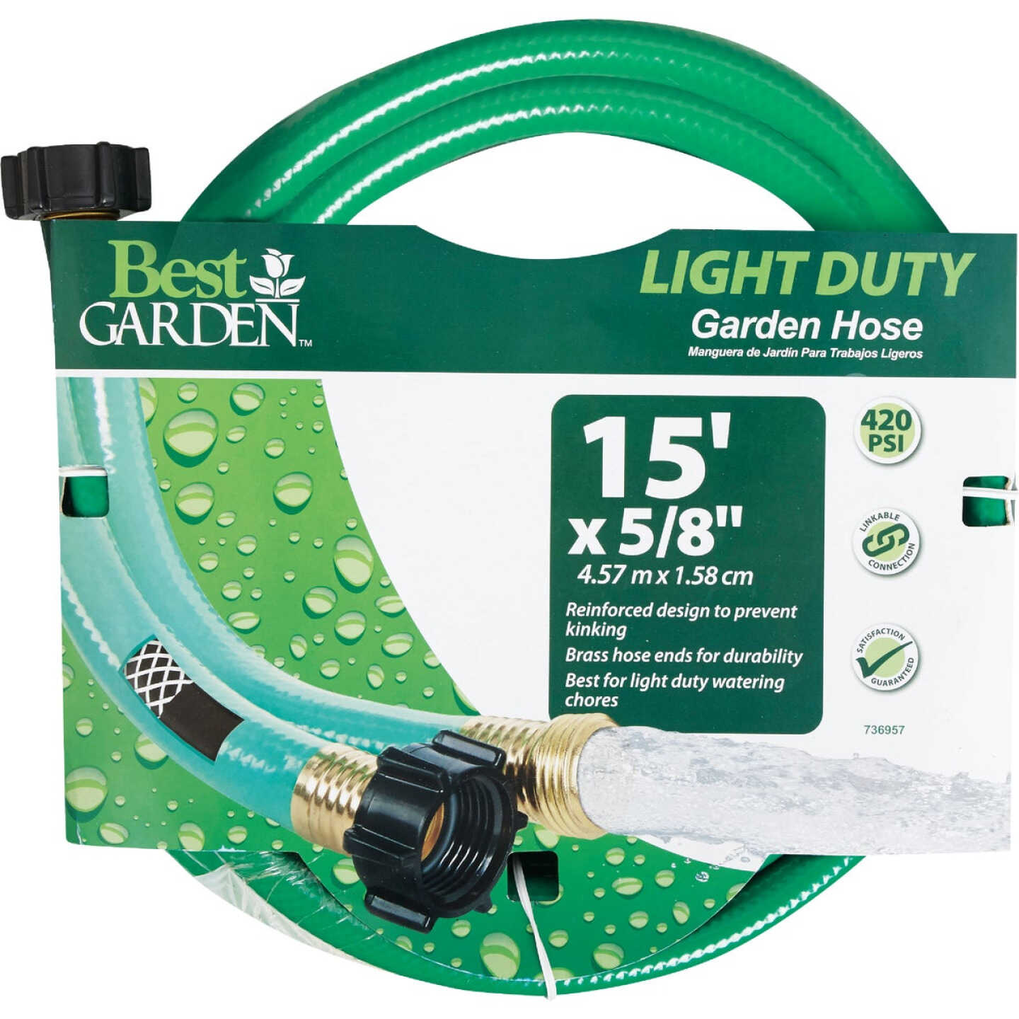 Best Garden 5/8 In. Dia. x 15 Ft. L. Leader Hose with Male & Female Couplings Image 1
