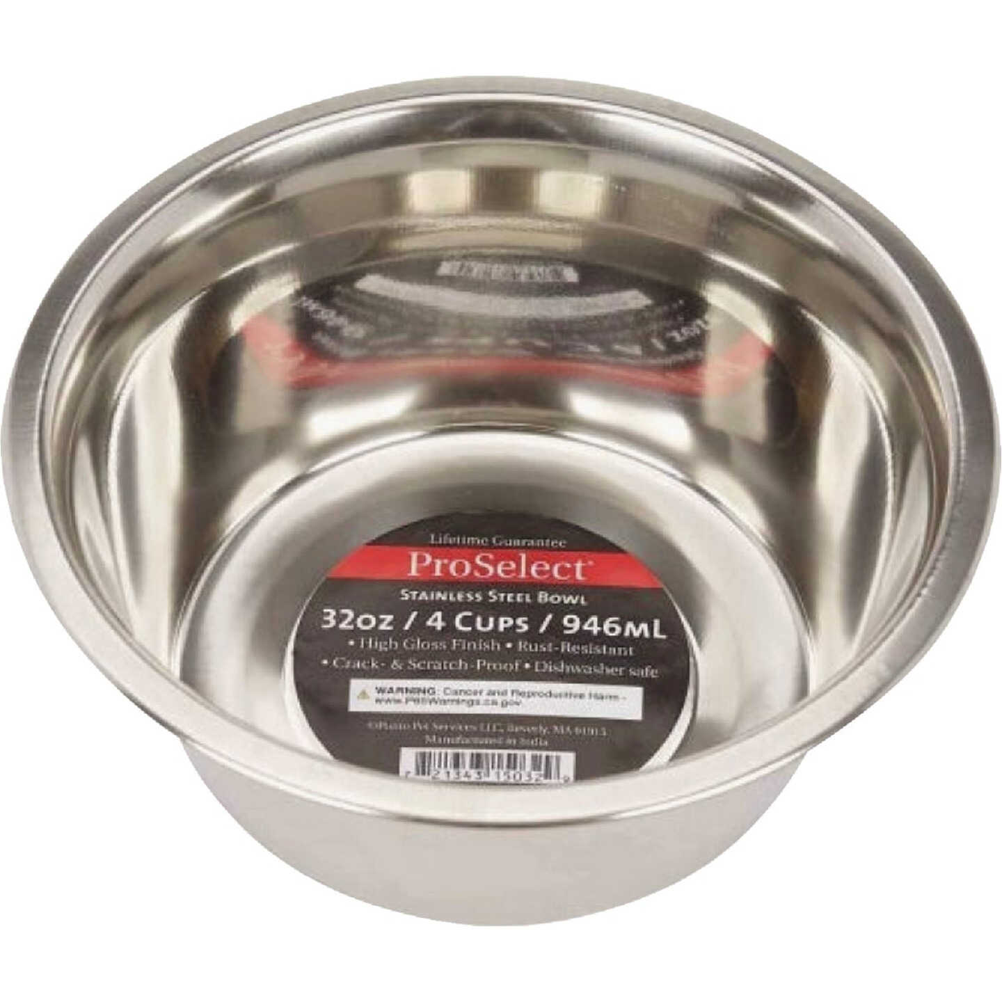 Boss Pet ProSelect 32 Oz. Heavy Stainless Steel Mirror Finish Dog Bowl Image 1