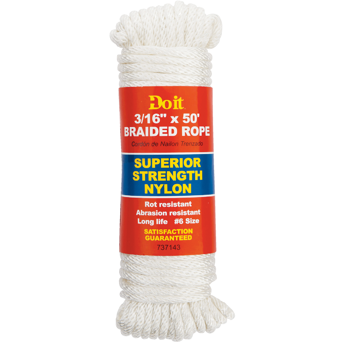 Do it Best 3/16 In. x 50 Ft. White Braided Nylon Packaged Rope Image 1