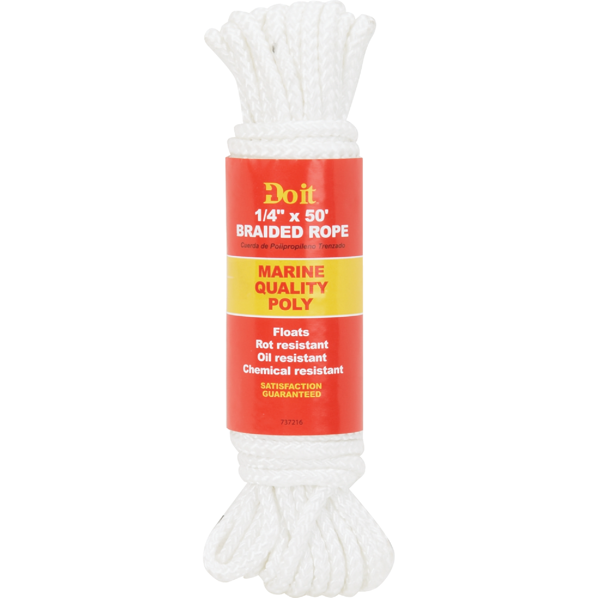 Do it Best 1/4 In. x 50 Ft. White Solid Braided Polypropylene Packaged Rope
