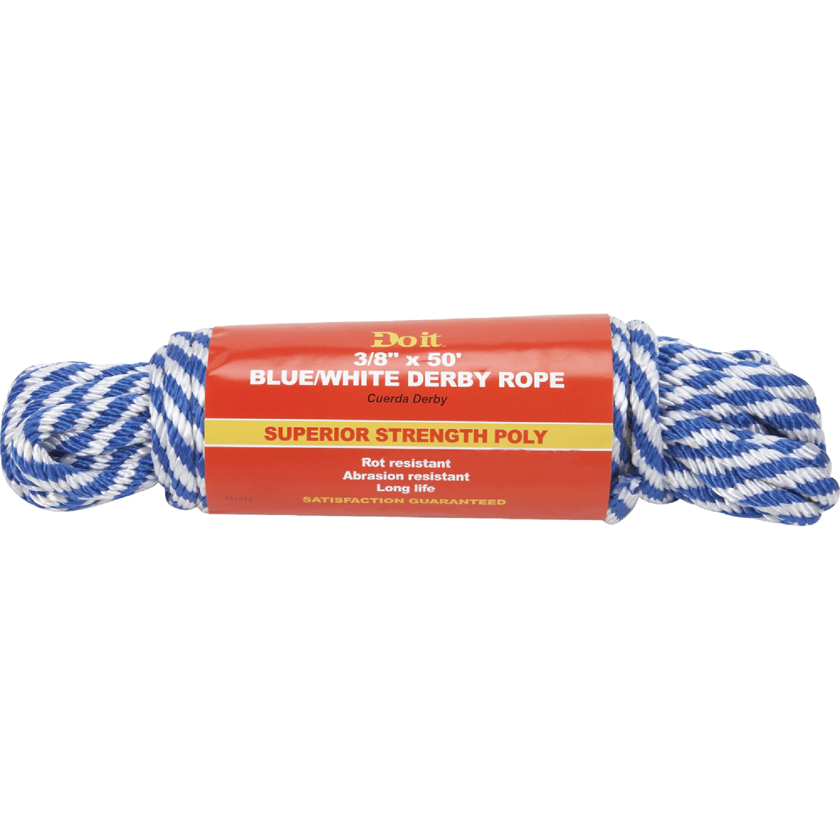 Do it Best 3/8 In. x 50 Ft. Blue & White Derby Polypropylene Packaged Rope