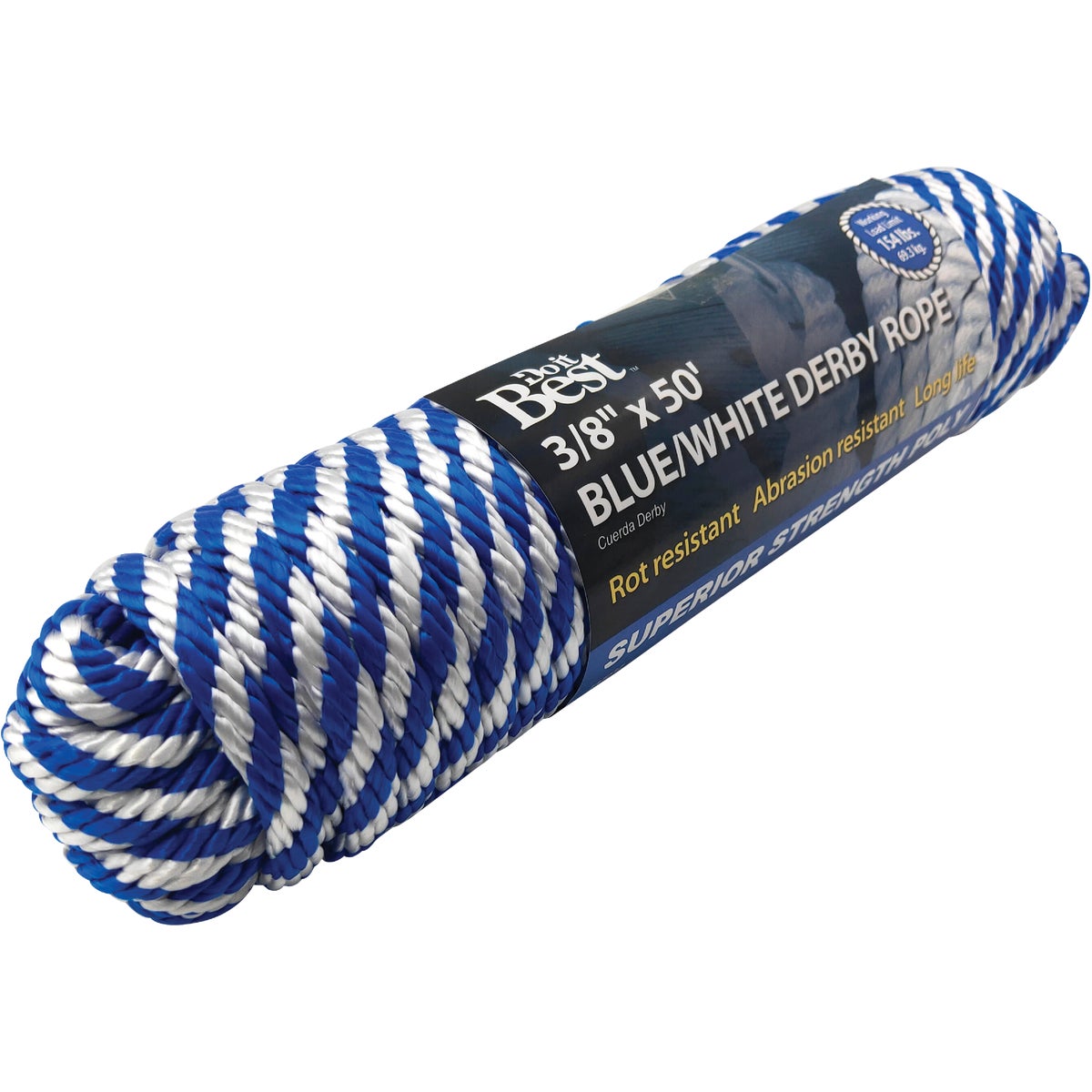 Do it Best 3/8 In. x 50 Ft. Blue & White Derby Polypropylene Packaged Rope Image 2