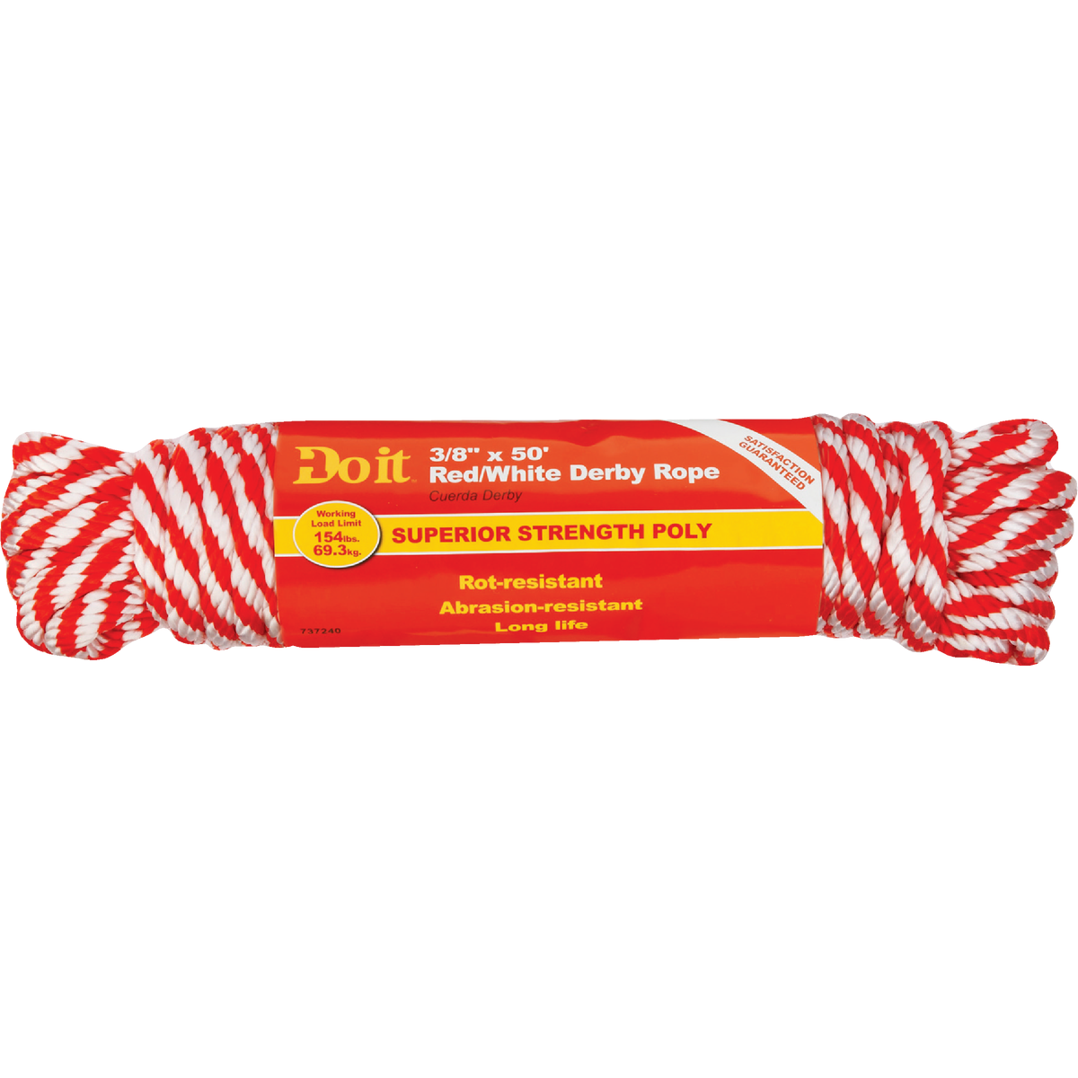 Do it Best 3/8 In. x 50 Ft. Red & White Derby Polypropylene Packaged Rope Image 2