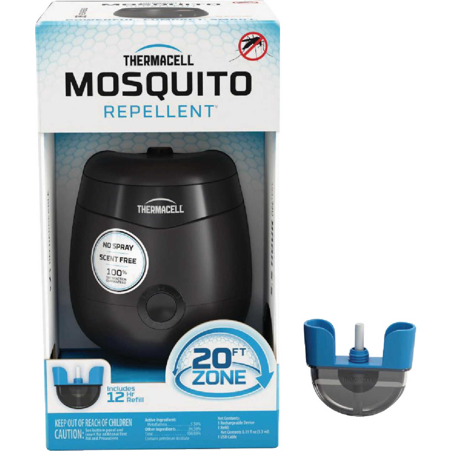 Thermacell 5-1/2 Hr. Black Rechargeable Mosquito Repeller Starter Kit Image 1