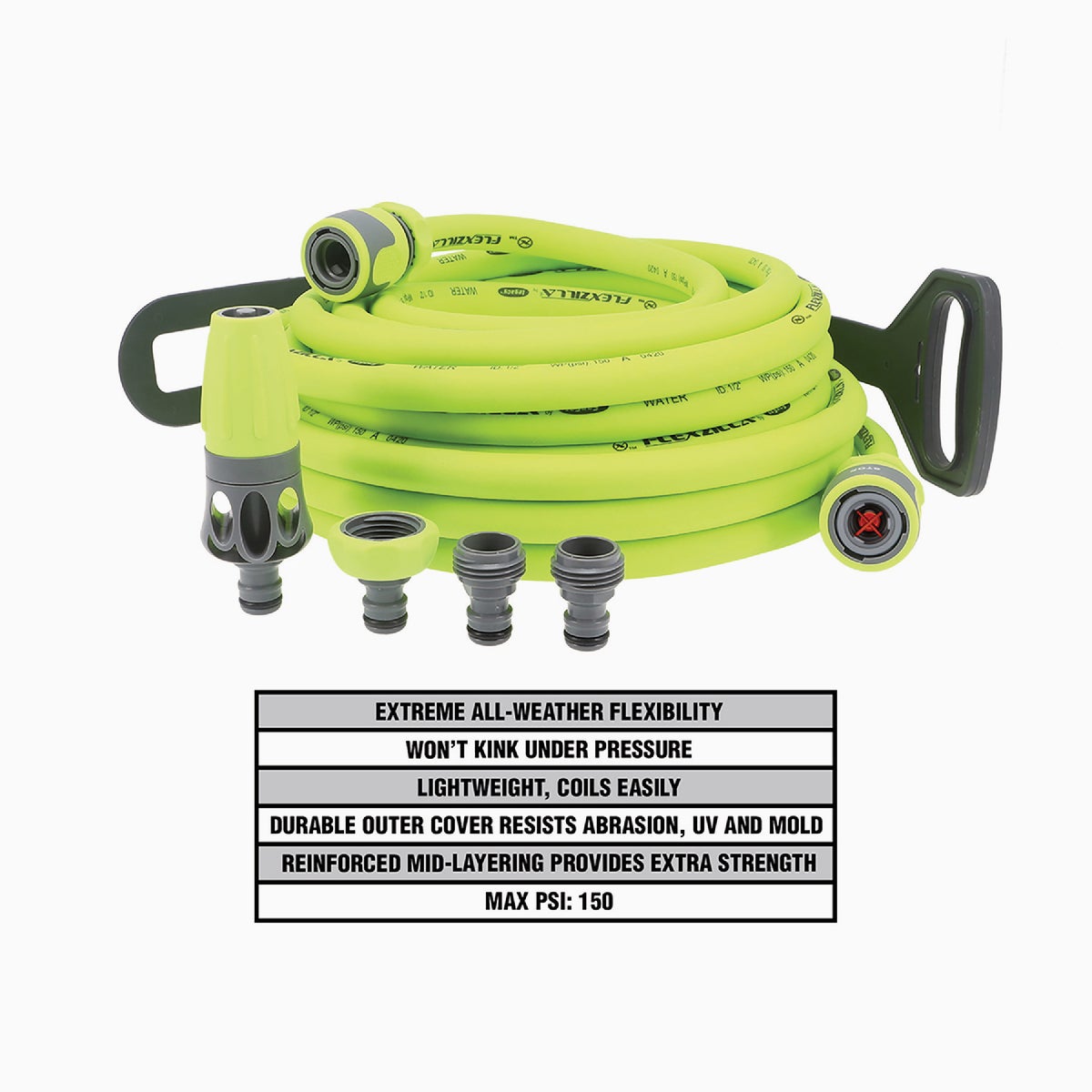 Flexzilla 1/2 In. Dia. x 50 Ft. L. Heavy Duty Garden Hose with Quick Connect Image 3