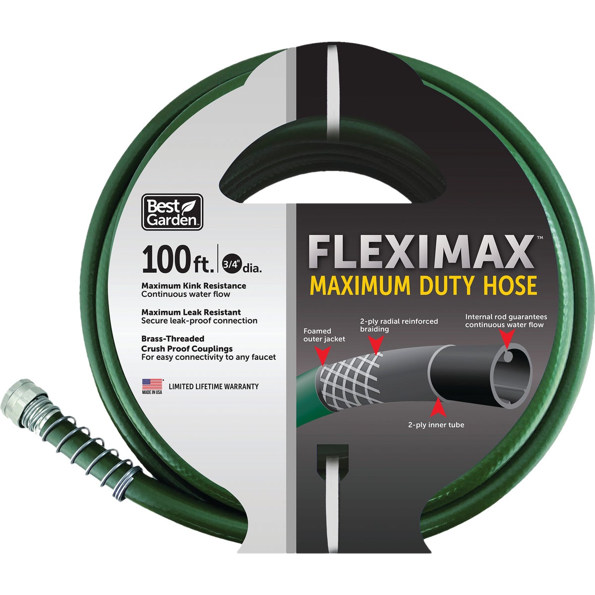 Best Garden FlexiMax 3/4 In. Dia. x 100 Ft. Heavy Duty Hose