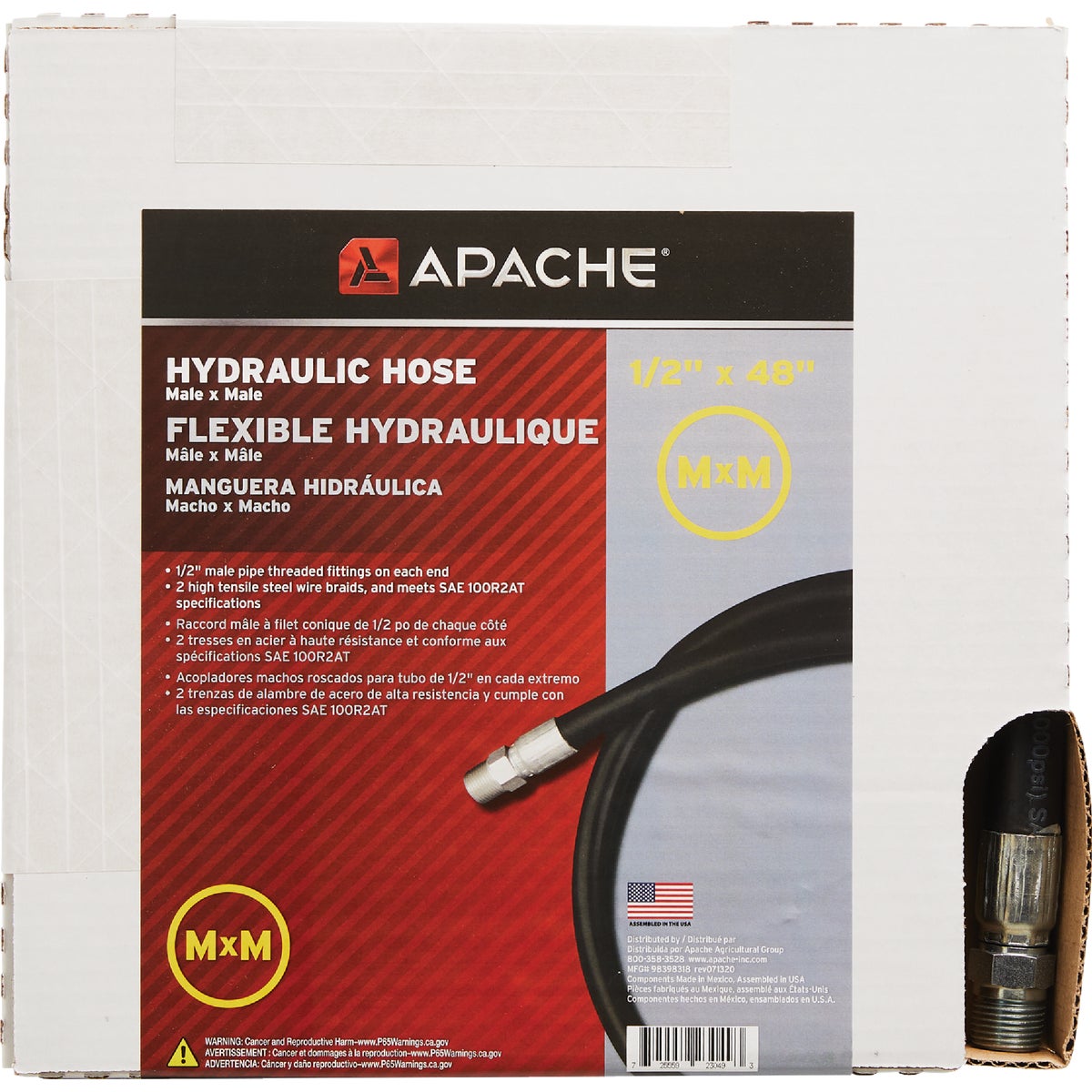 Apache 1/2 In. x 48 In. Male to Male Hydraulic Hose Image 2
