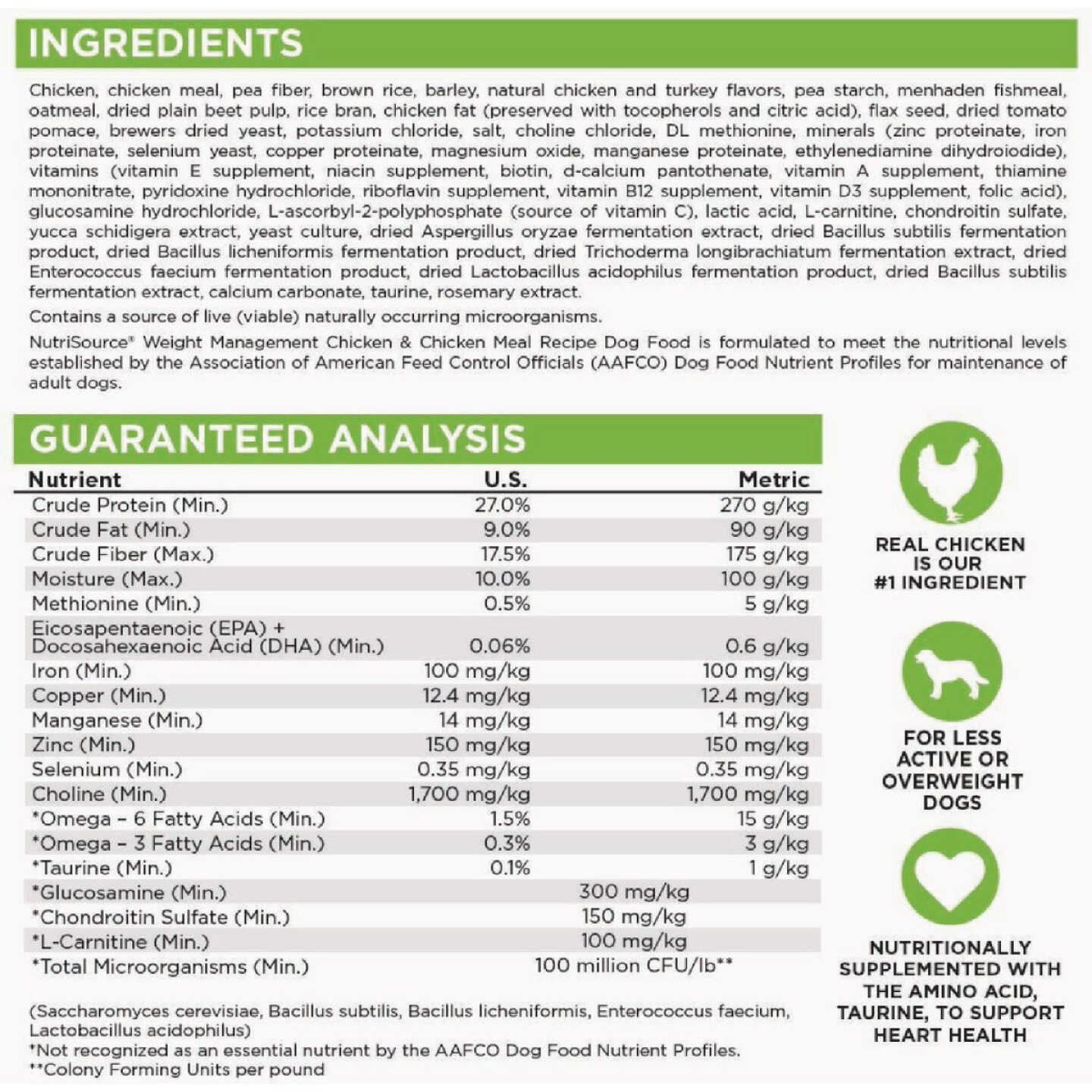 NutriSource 26 Lb. Chicken & Chicken Meal Recipe Weight Management Dog Food Image 3