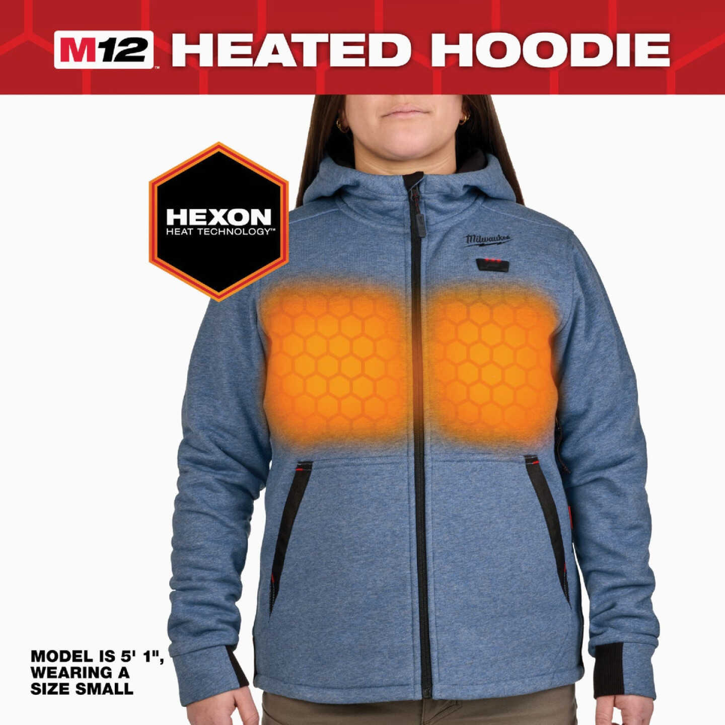 Milwaukee M12 Women's XL Blue Full-Zip Heated Hoodie Image 4