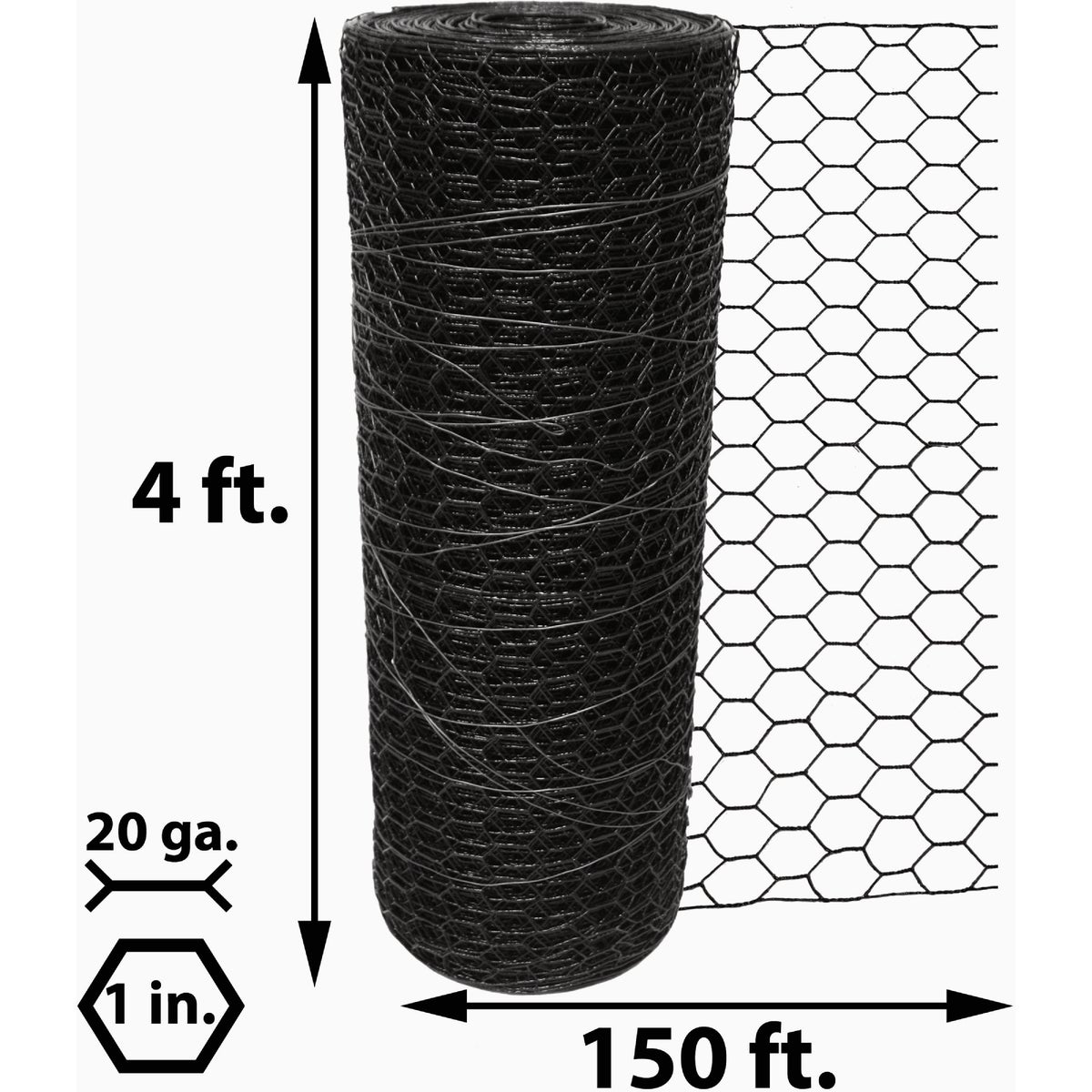 Acorn 1 In. x 48 In. H. x 150 Ft. L. Hexagonal  Vinyl-Coated Wire Poultry Netting Image 2