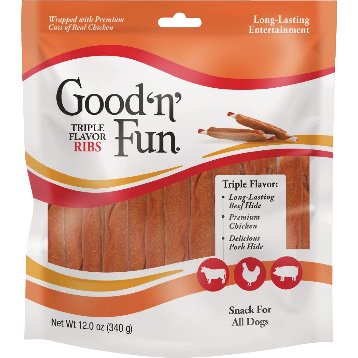 Good 'N' Fun Triple Flavor Rib 12 Oz. Dog Snack