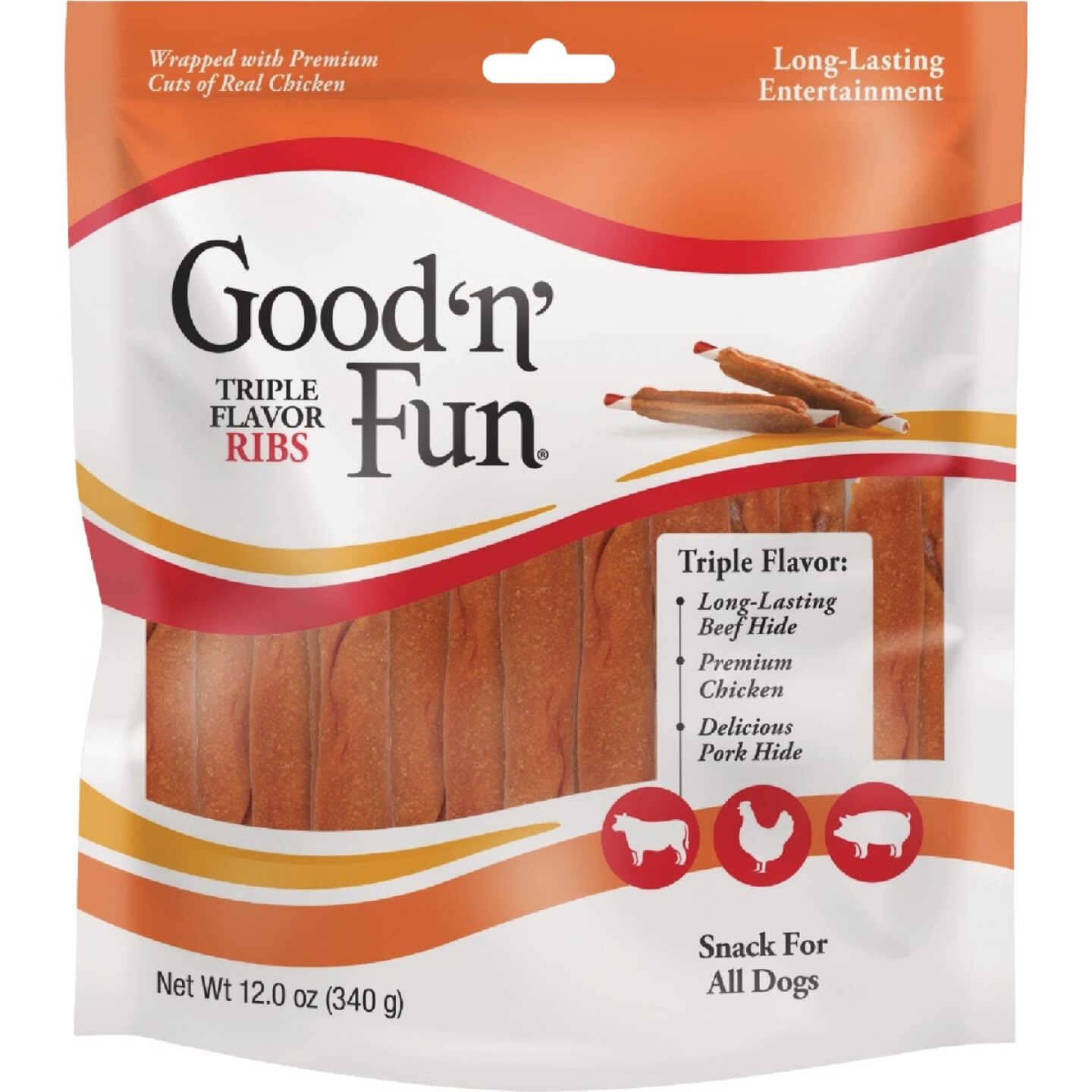 Good 'N' Fun Triple Flavor Rib 12 Oz. Dog Snack Image 1
