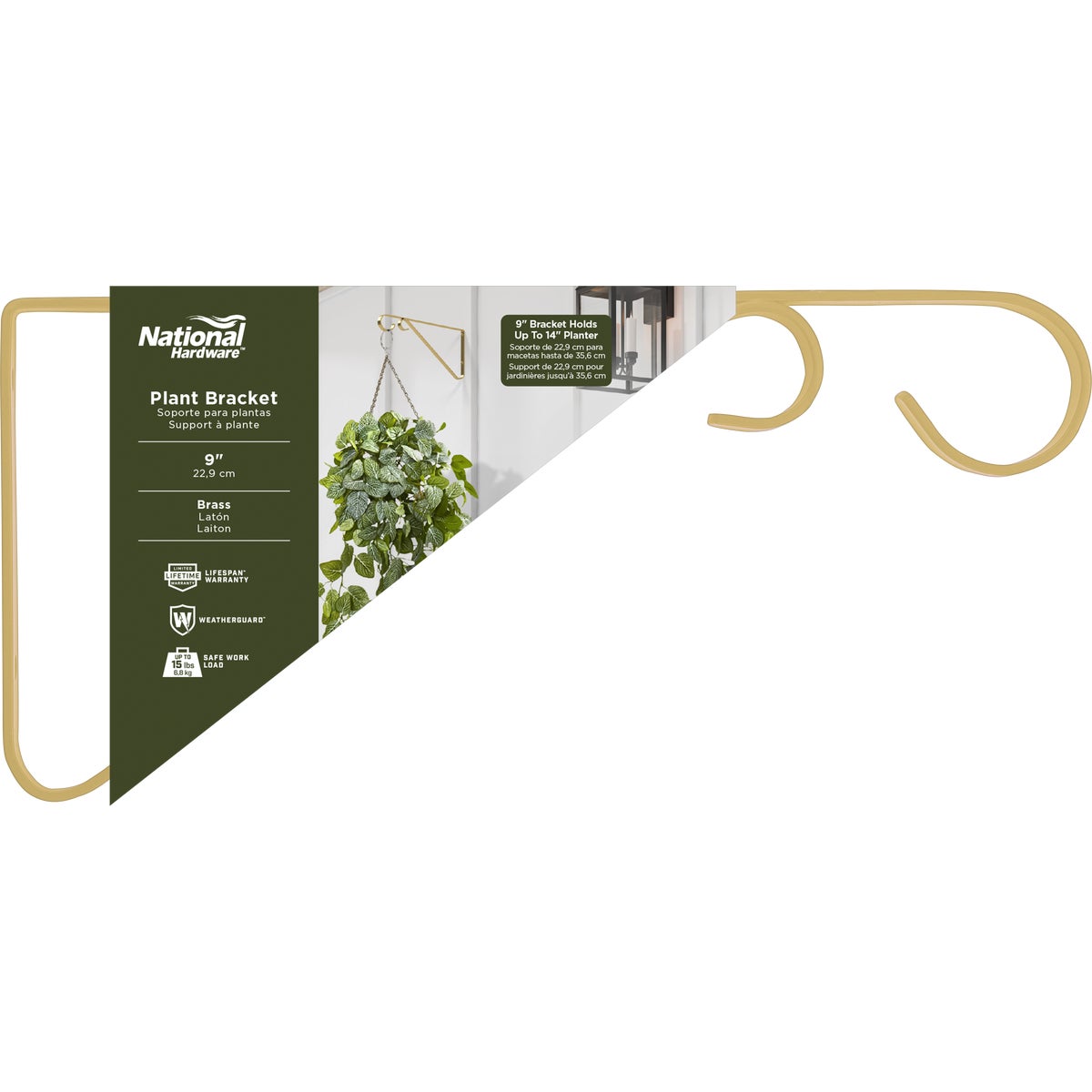National Hardware 9 In. Brass Steel Hanging Plant Bracket Image 2