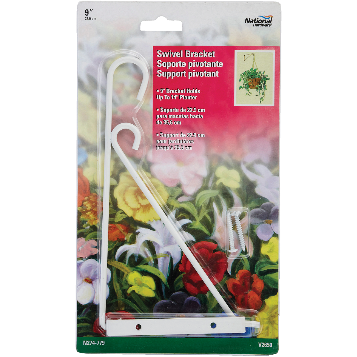 National Hardware 9 In. White Steel Swivel Hanging Plant Bracket Image 2