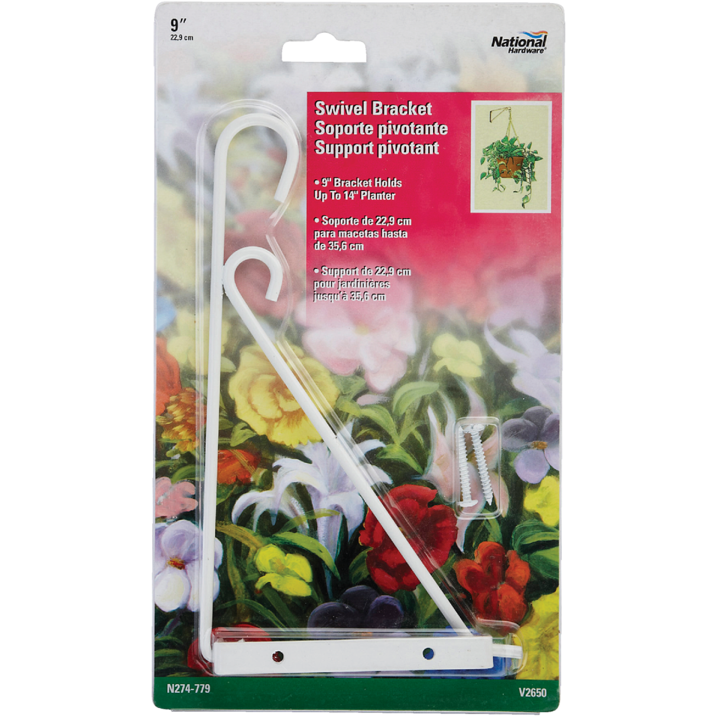 National Hardware 9 In. White Steel Swivel Hanging Plant Bracket Image 2