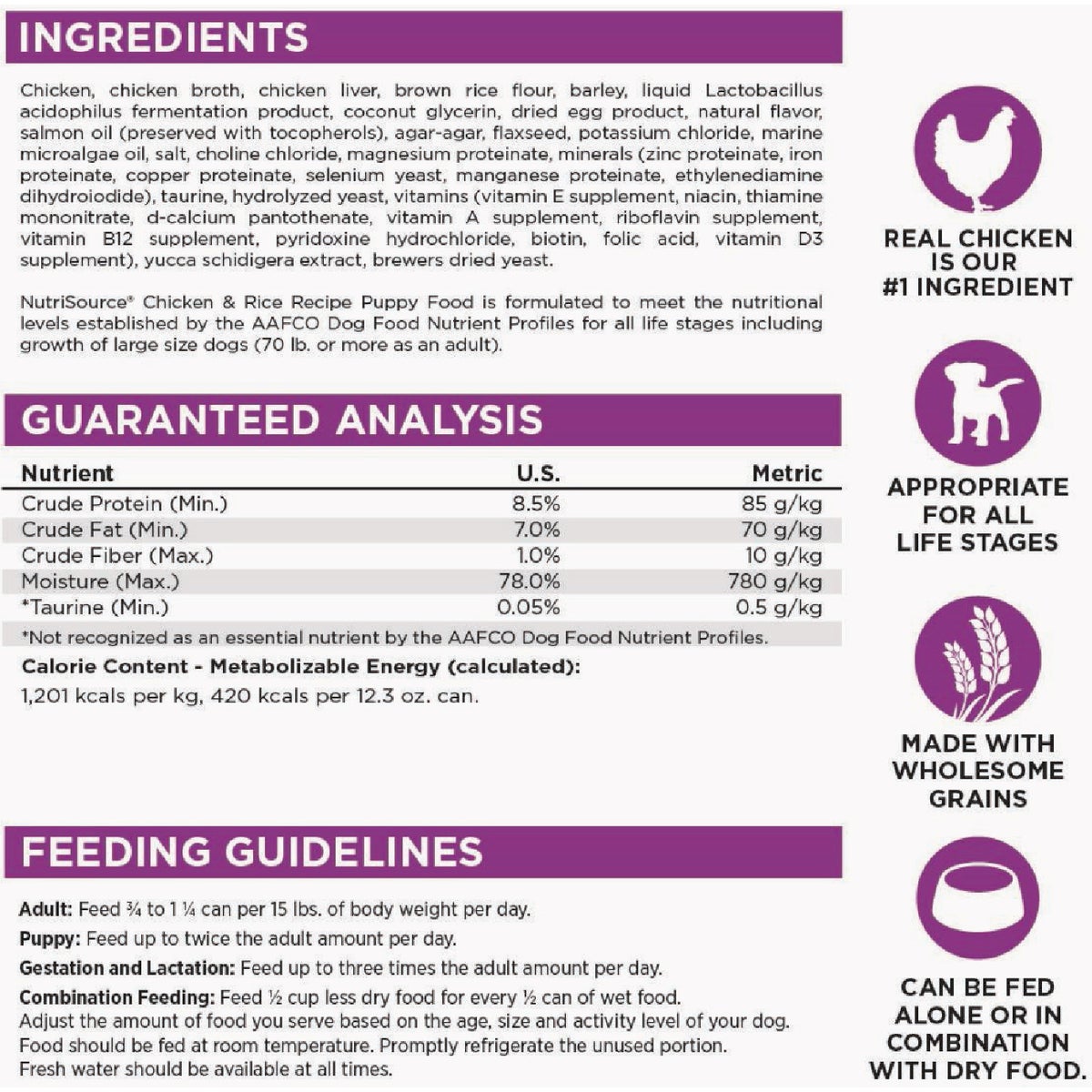 NutriSource 12.3 Oz. Chicken & Rice Wet Puppy Food Image 3