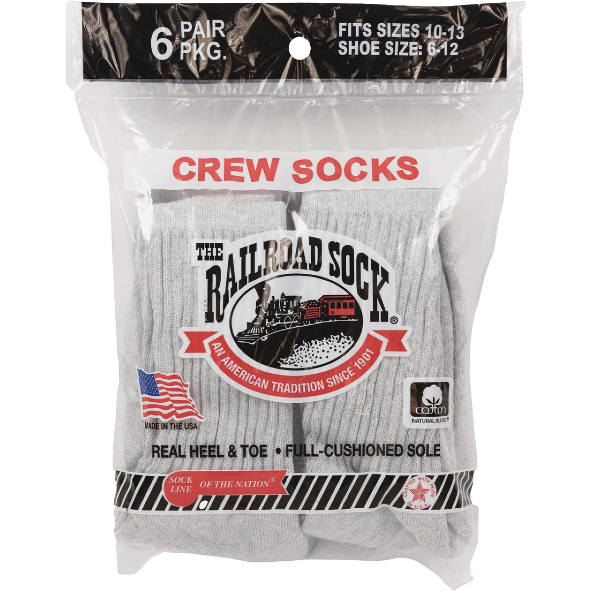 Railroad Sock Gray  Crew Sock (6-Pack) Image 2
