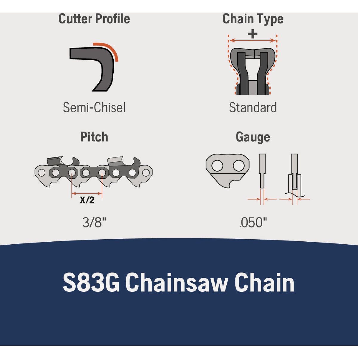 Husqvarna X-Cut 24 In. S83G Chainsaw Chain Image 3