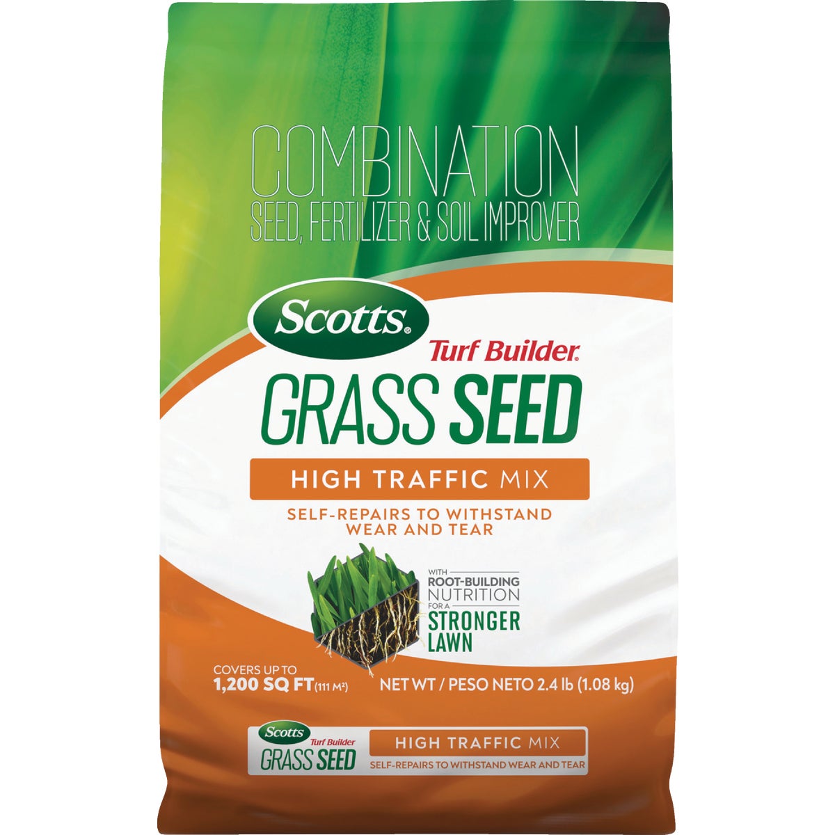 Scotts Turf Builder 2.4 Lb. 200 Sq. Ft. High Traffic Mix Grass Seed, Fertilizer, and Soil Improver Combination Image 1
