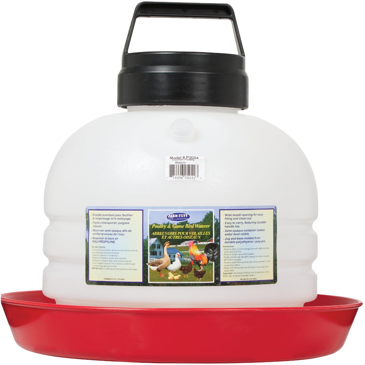 Farm-Tuff 3 Gal. Poly Top Fill Poultry Fountain Image 2