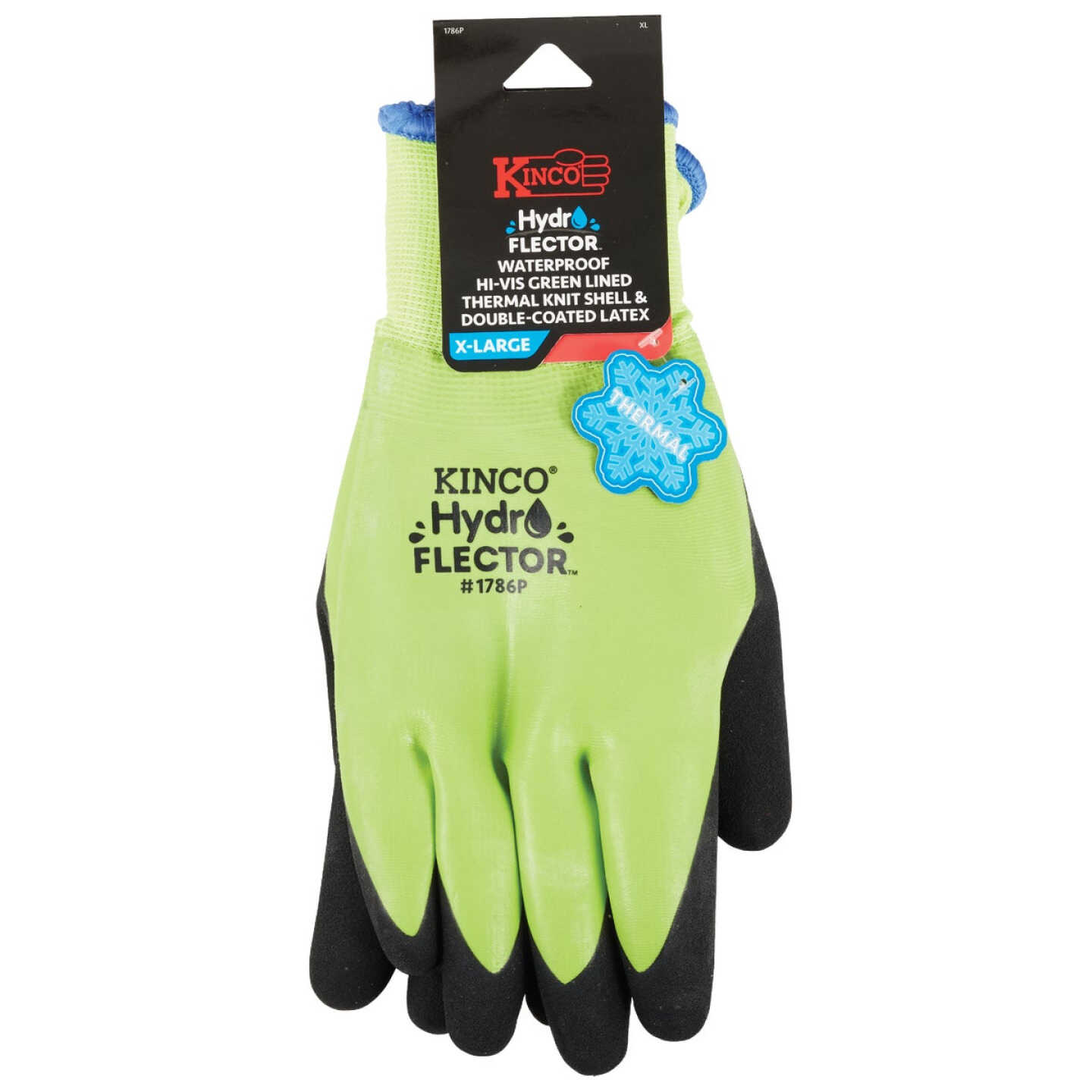 Kinco HydroFlector Men's XL Hi-Vis Green Waterproof Latex Coated Winter Work Glove Image 2