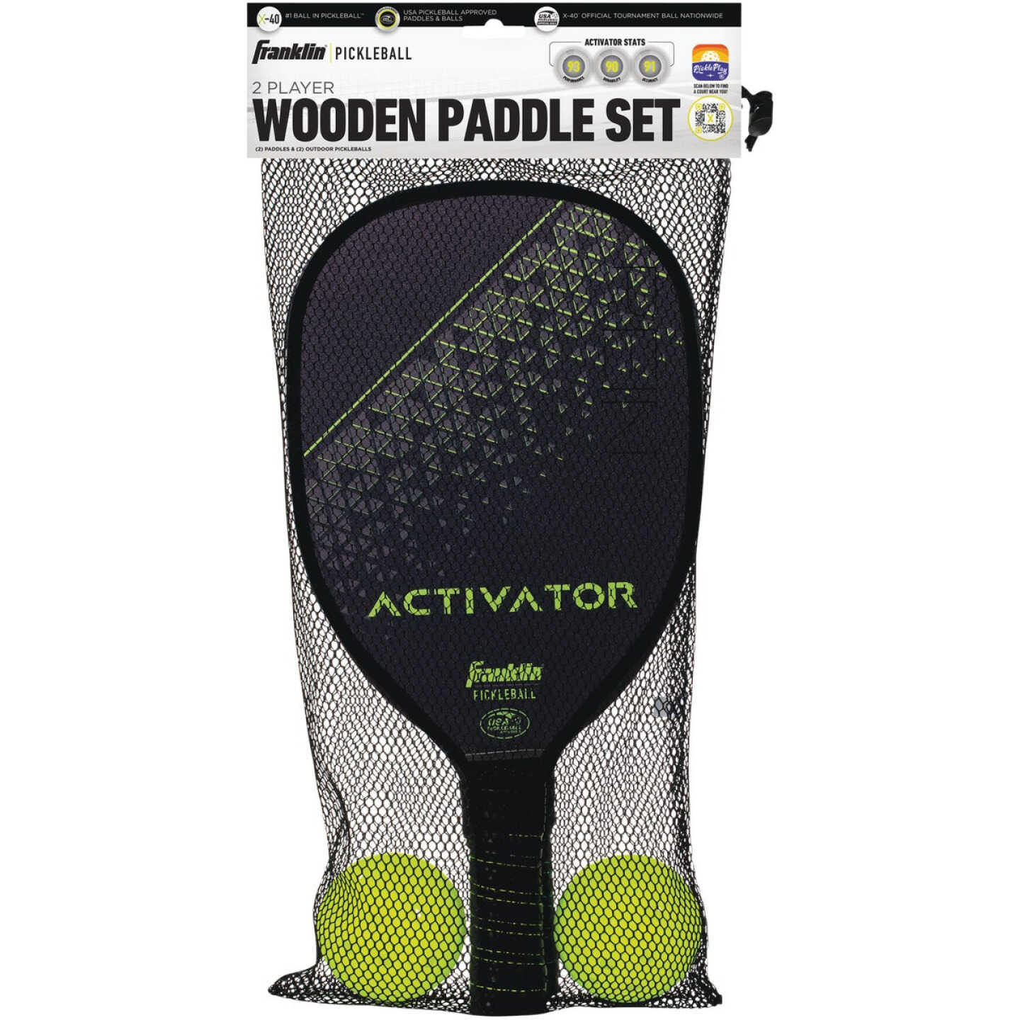 Franklin Activator Wooden Pickleball Paddle & Ball Set (4-Piece) Image 1