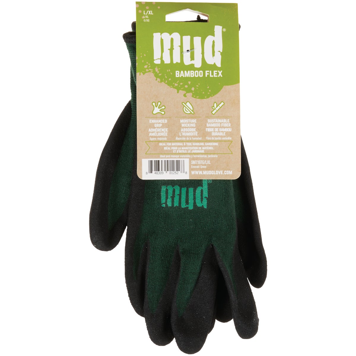 Mud Bamboo Flex Large/XL Emerald Green Garden Glove Image 2