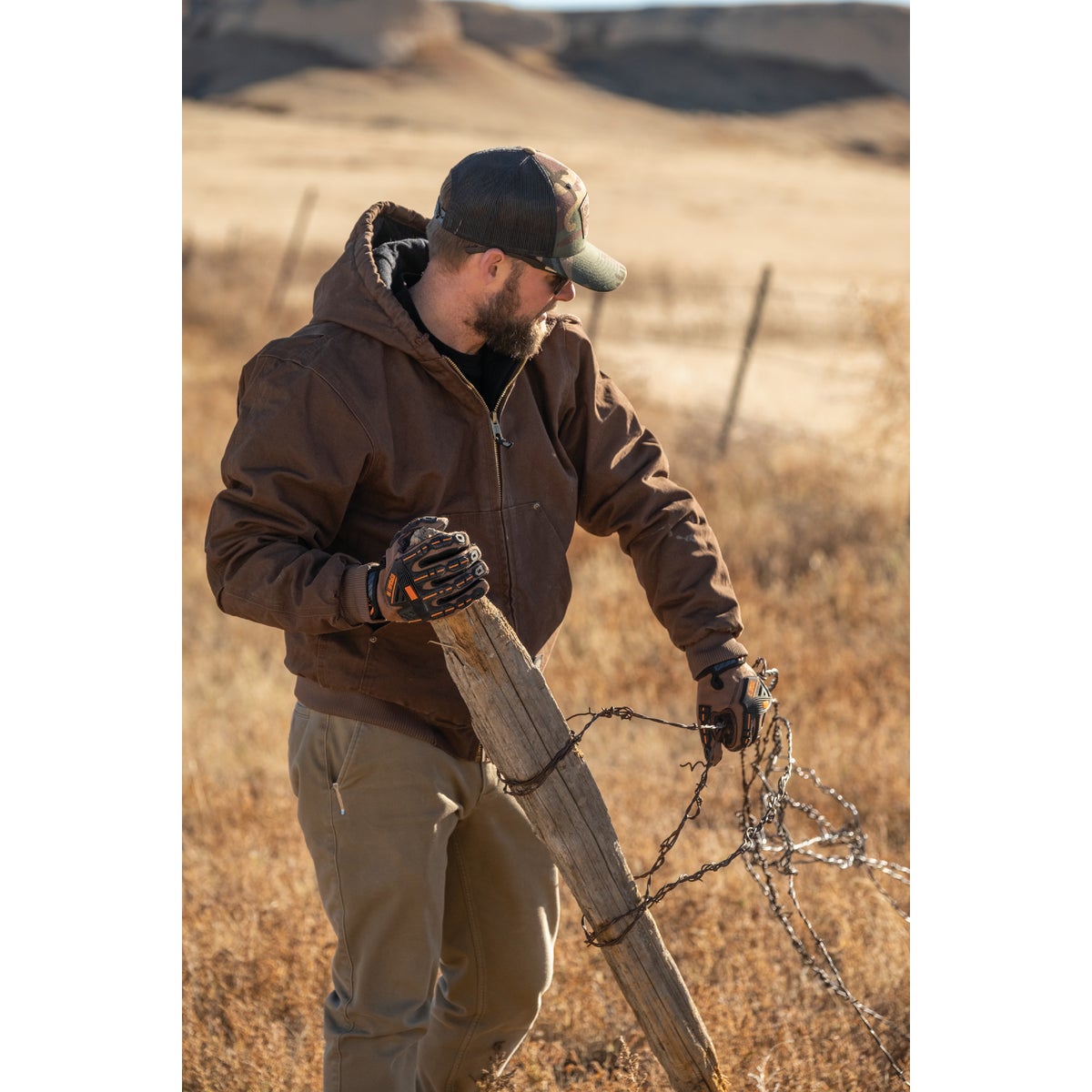 Berne Heartland Men's Medium Bark Hooded Work Jacket Image 3