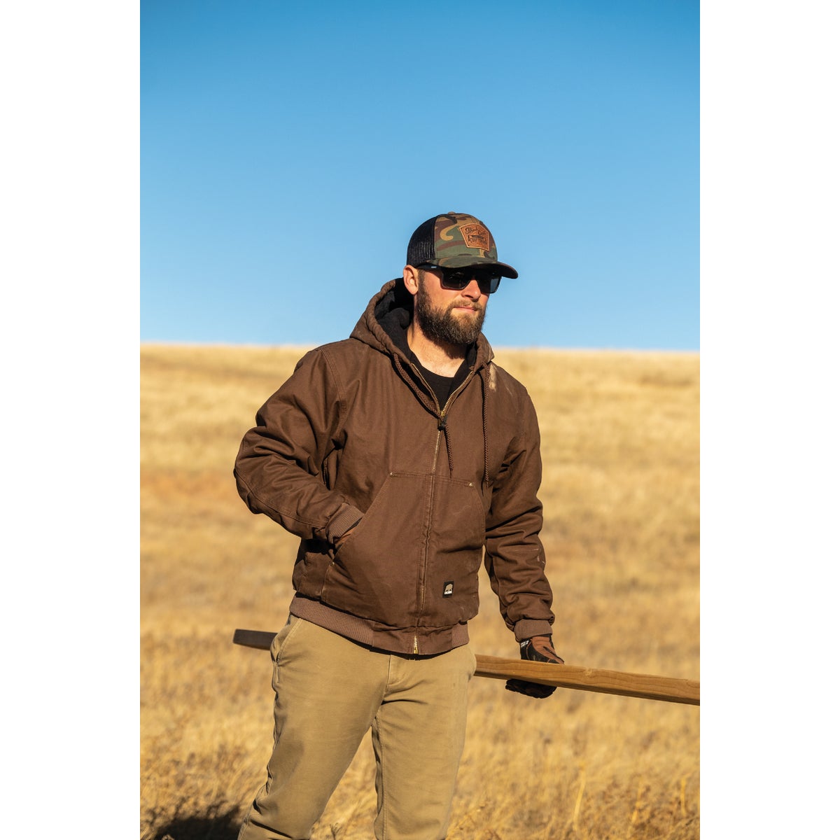 Berne Heartland Men's Medium Bark Hooded Work Jacket Image 2