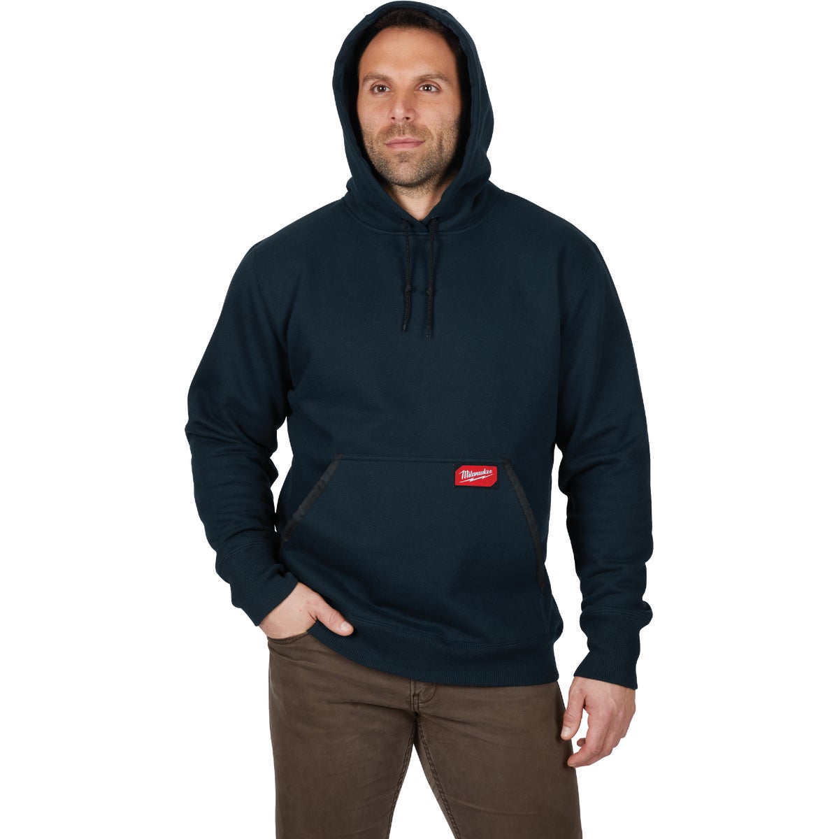 Milwaukee Small Navy Blue Heavy-Duty Pullover Hooded Sweatshirt Image 4