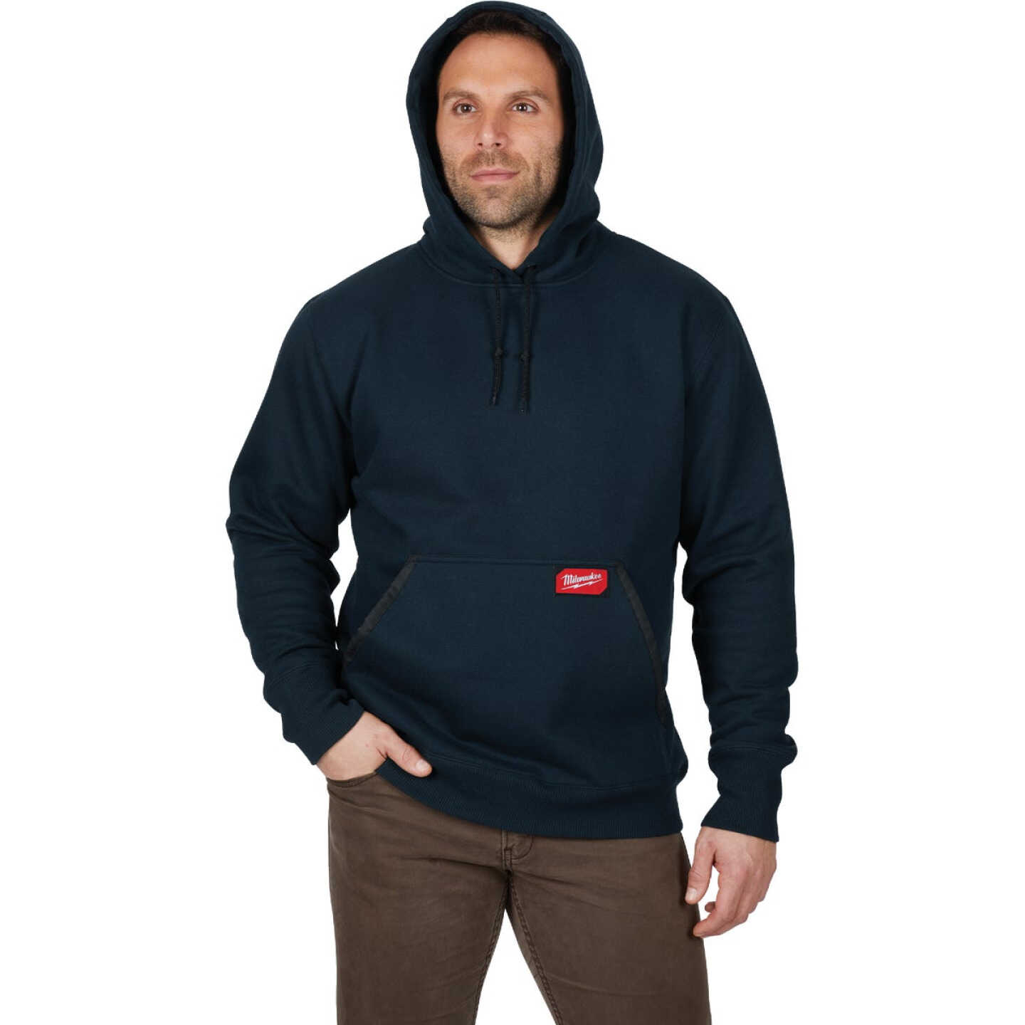 Milwaukee Small Navy Blue Heavy-Duty Pullover Hooded Sweatshirt Image 4