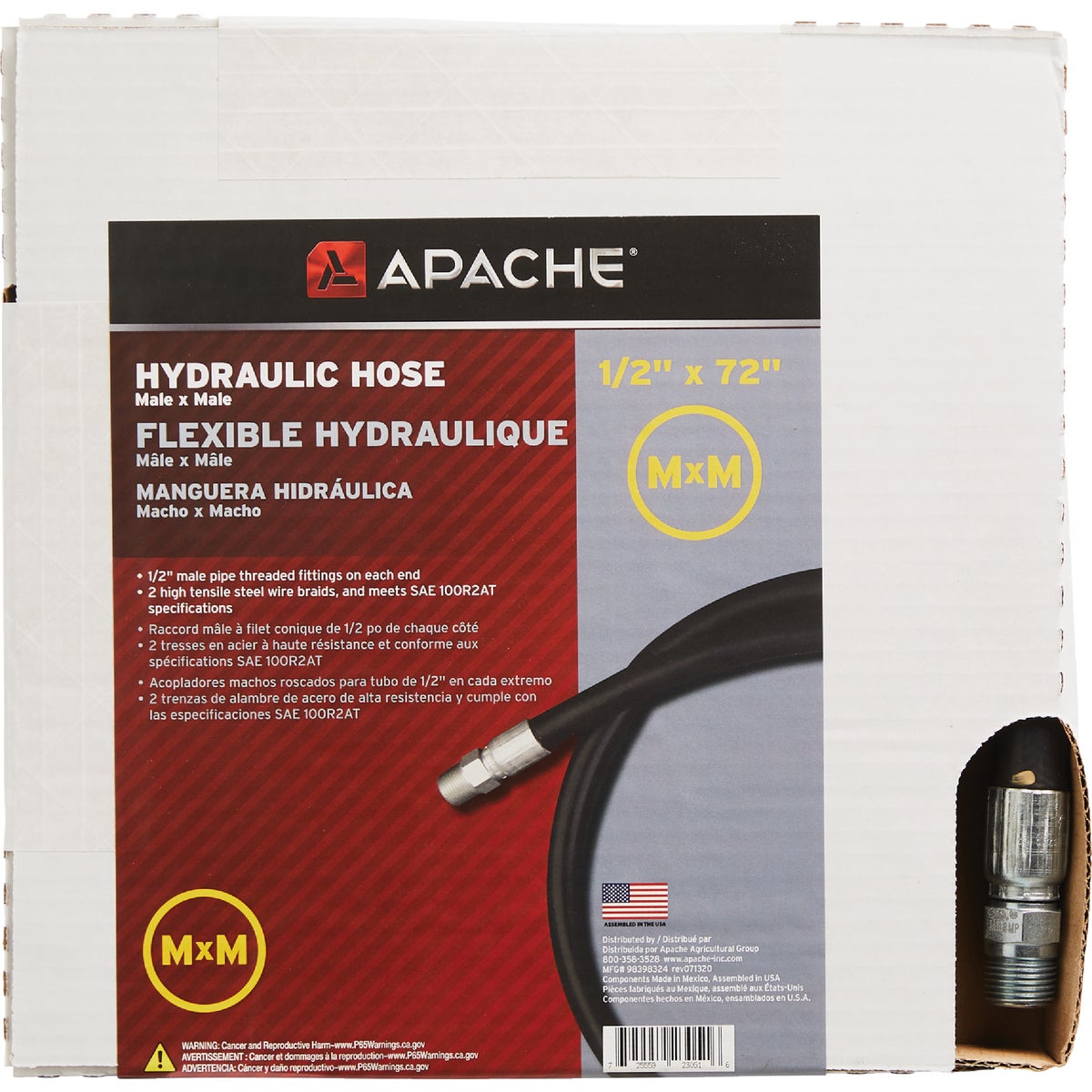 Apache 1/2 In. x 72 In. Male to Male Hydraulic Hose Image 2