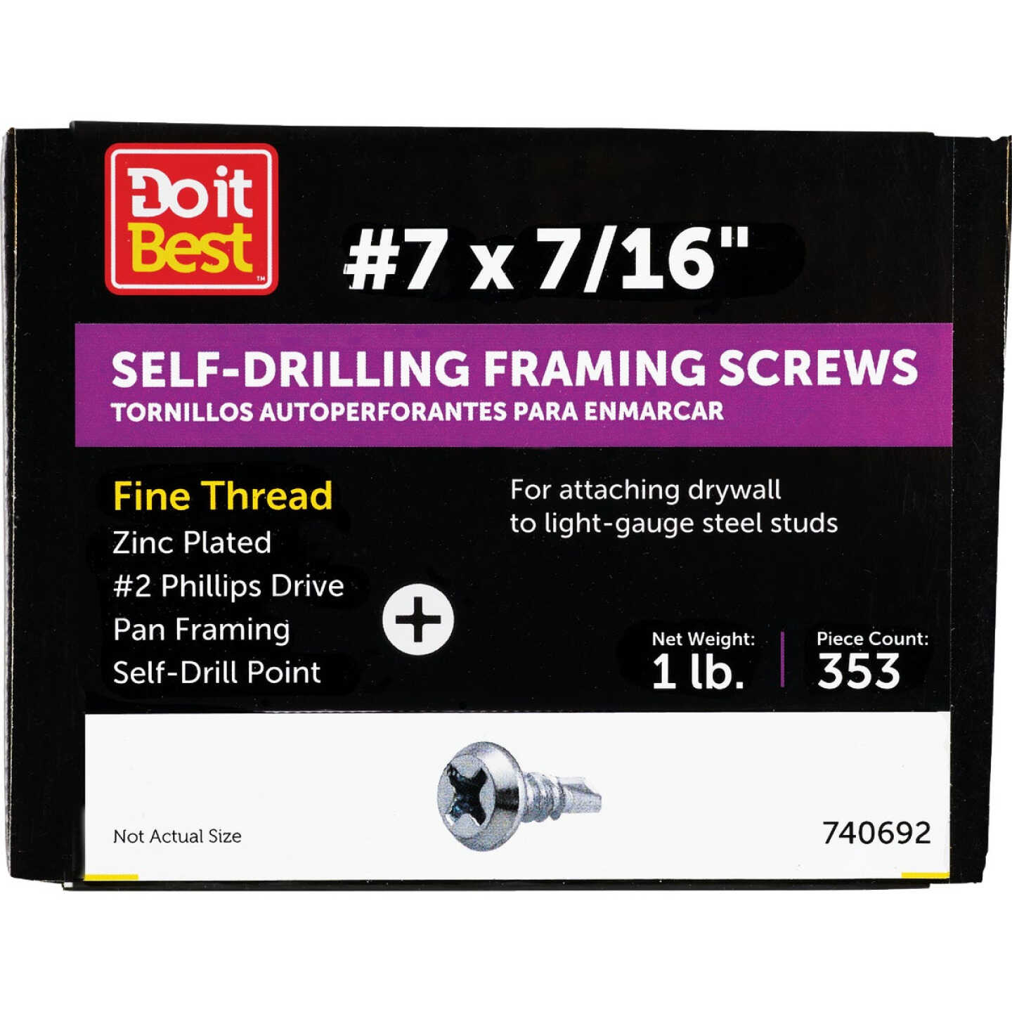 Do it #7 x 7/16 In. #2 Phillips Self-Drill Point Framing Screw (384-Count) Image 1