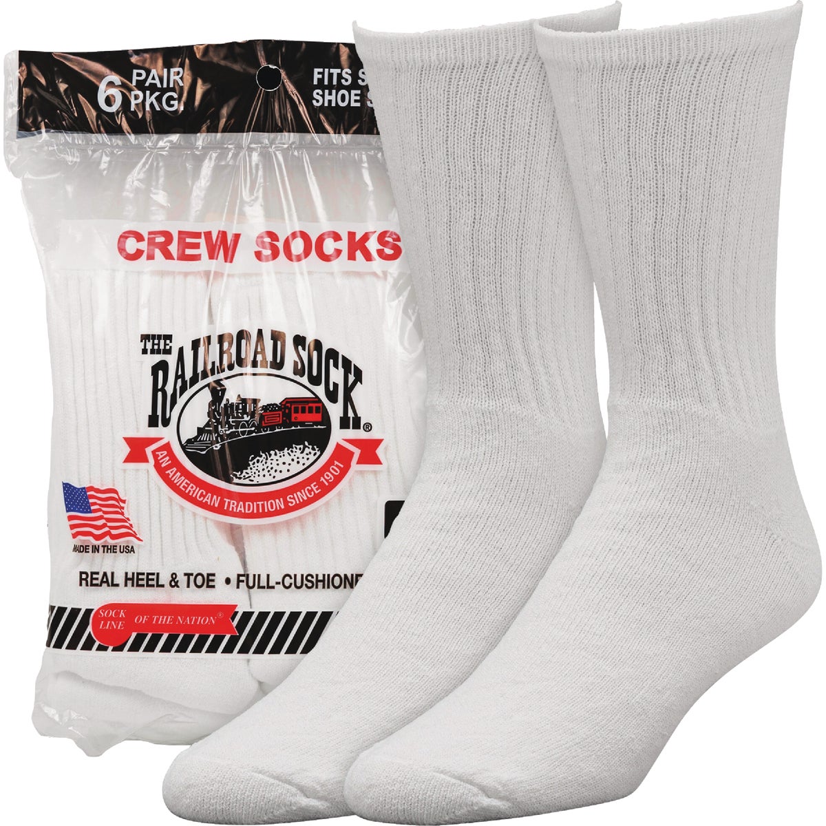 Railroad Sock White  Crew Sock (6-Pack) Image 2