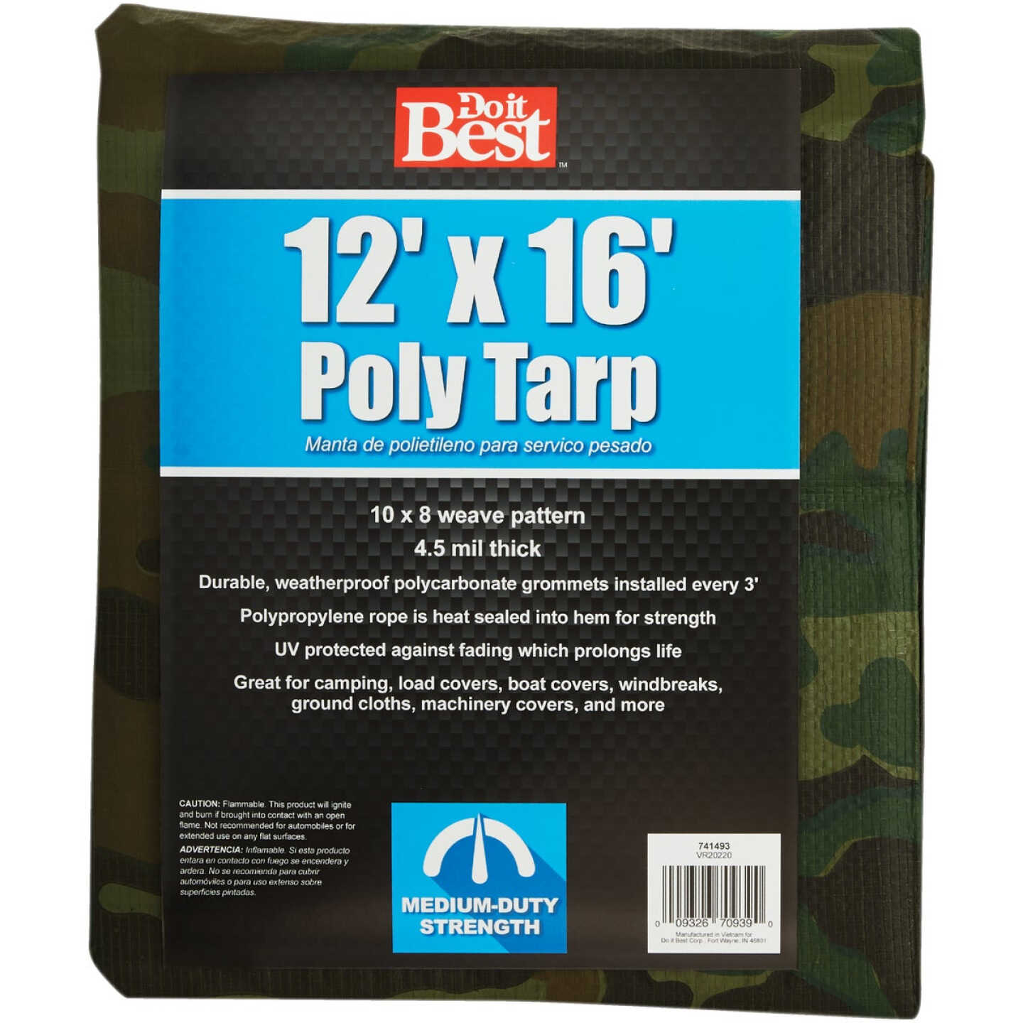 Do it Best Camo Woven 12 Ft. x 16 Ft. Medium Duty Poly Tarp Image 1