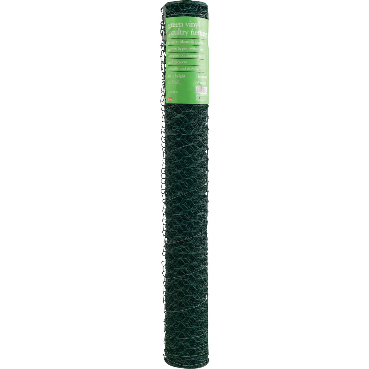 1 In. x 36 In. H. x 25 Ft. L. Green Vinyl-Coated Poultry Netting Image 2