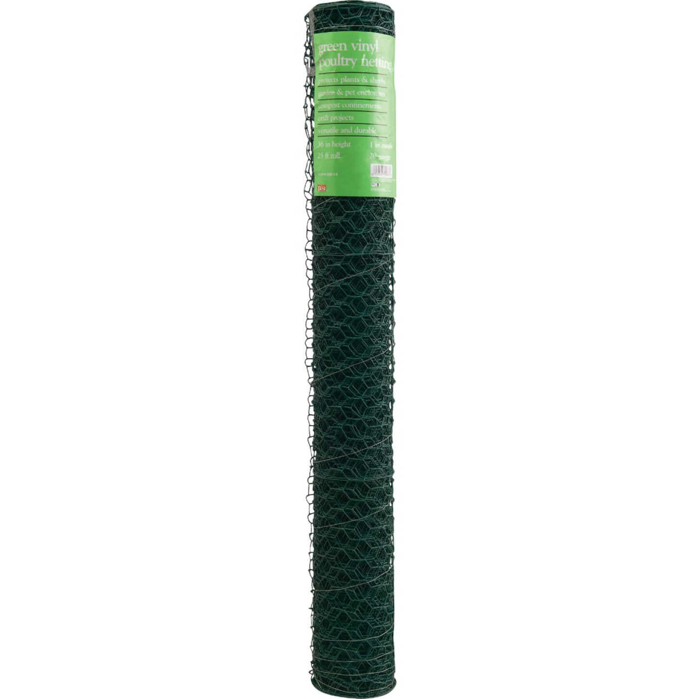 1 In. x 36 In. H. x 25 Ft. L. Green Vinyl-Coated Poultry Netting Image 2