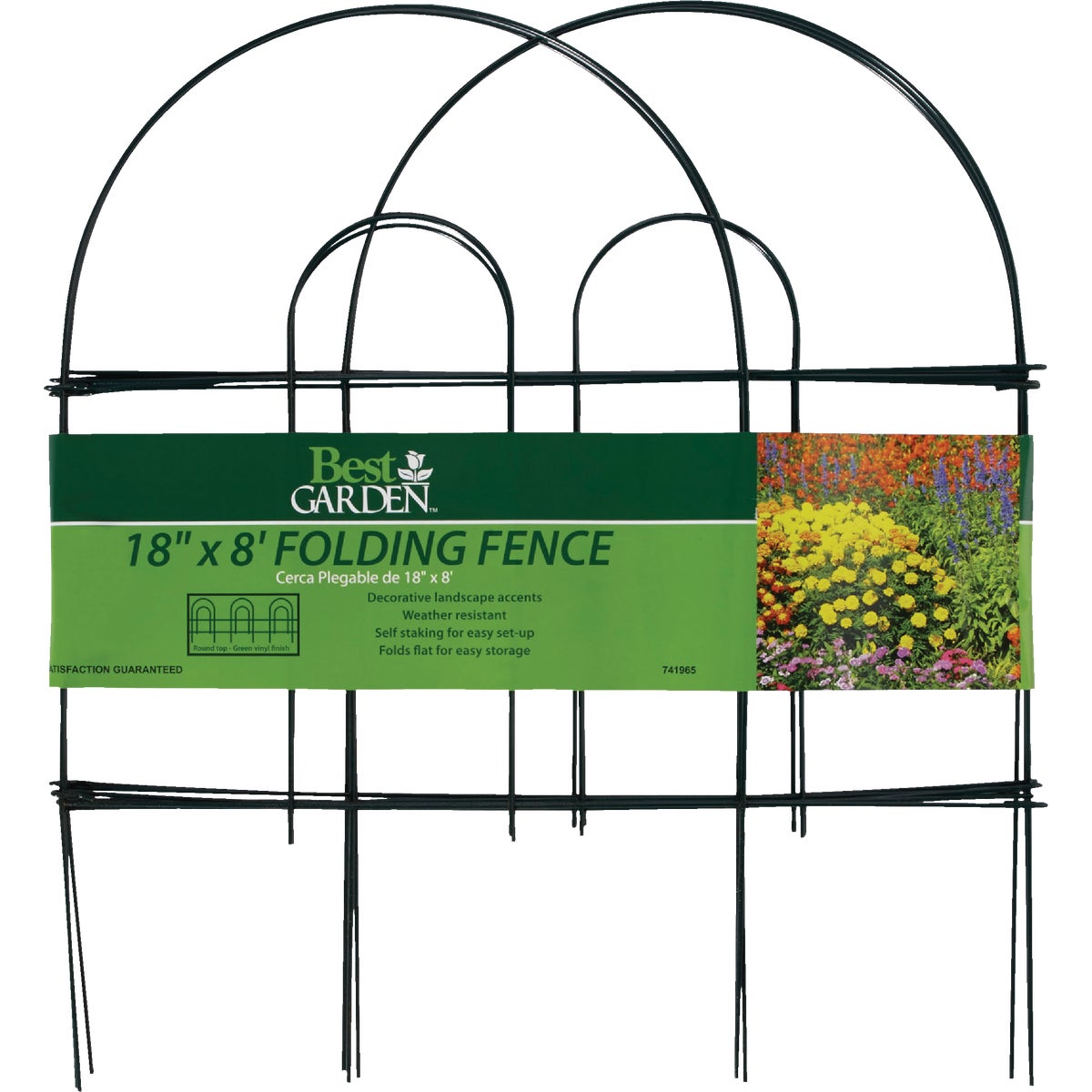 Best Garden 8 Ft. Powder-Coated Green Wire Folding Fence Image 3