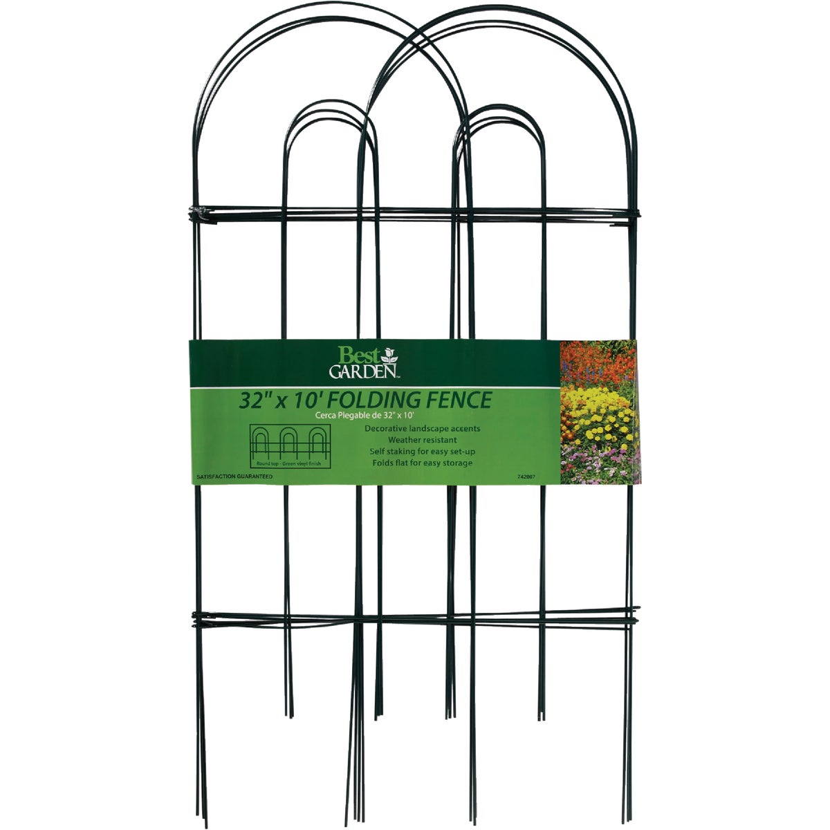 Best Garden 10 Ft. Powder-Coated Green Wire Folding Fence Image 2