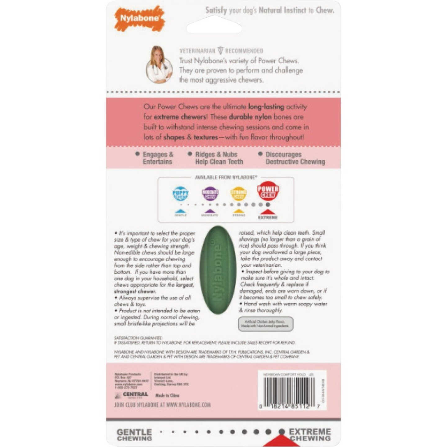 Nylabone Power Chew Comfort-Hold Large Chicken Jerky Dental Chew Toy Image 2