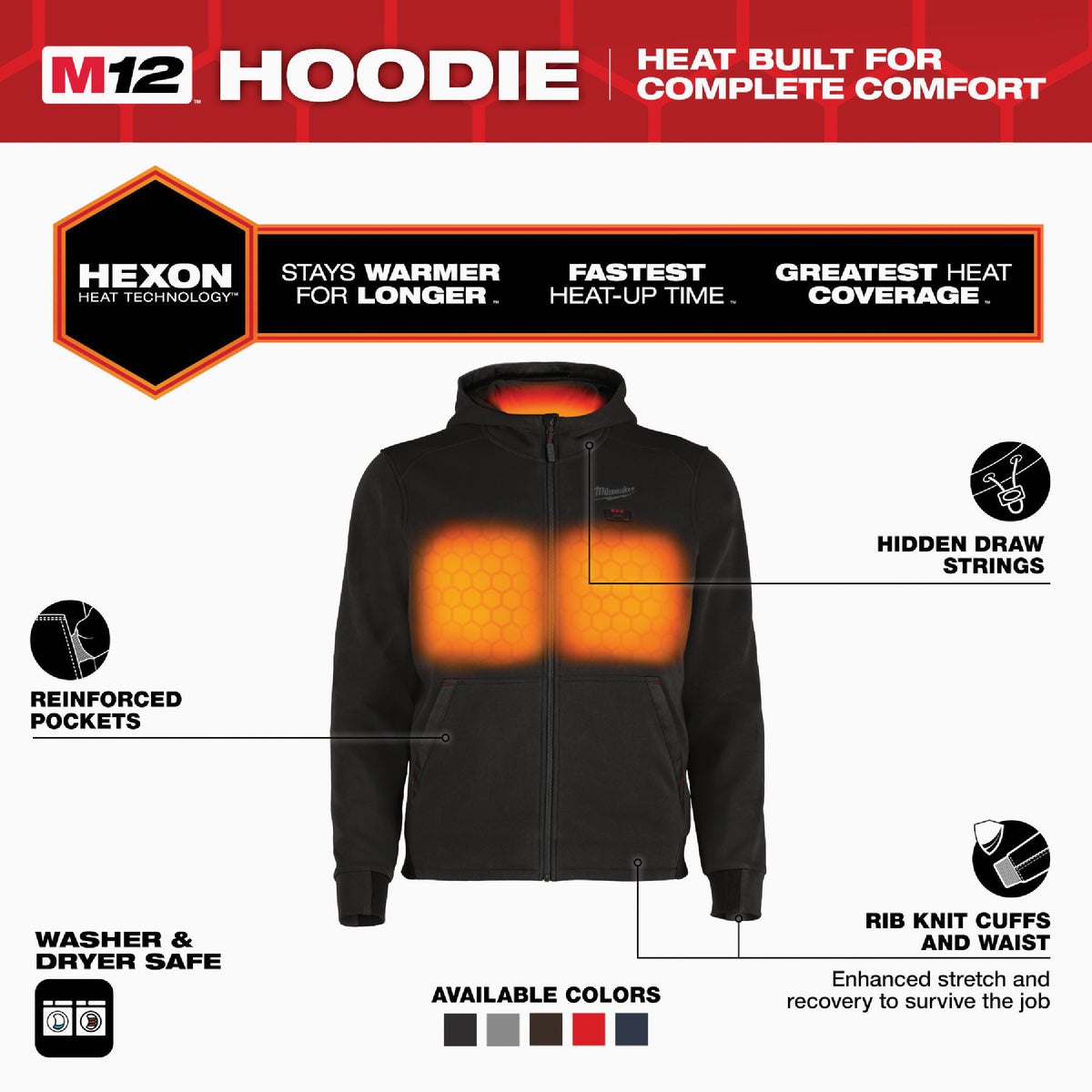 Milwaukee M12 Men's 2X Black Full-Zip Heated Hoodie Image 4
