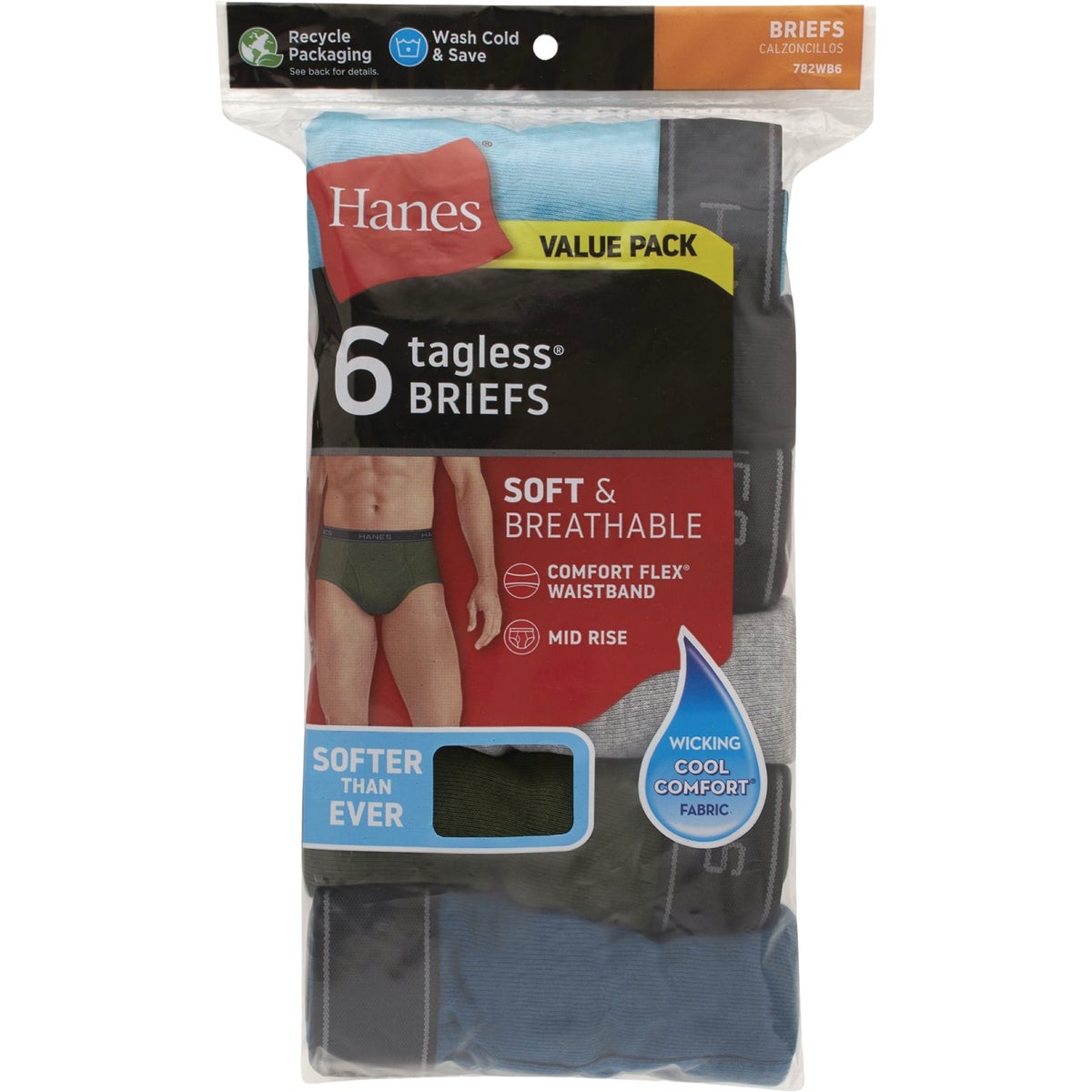 Hanes Men's 2XL Dyed Cotton Briefs (6-Pack)
