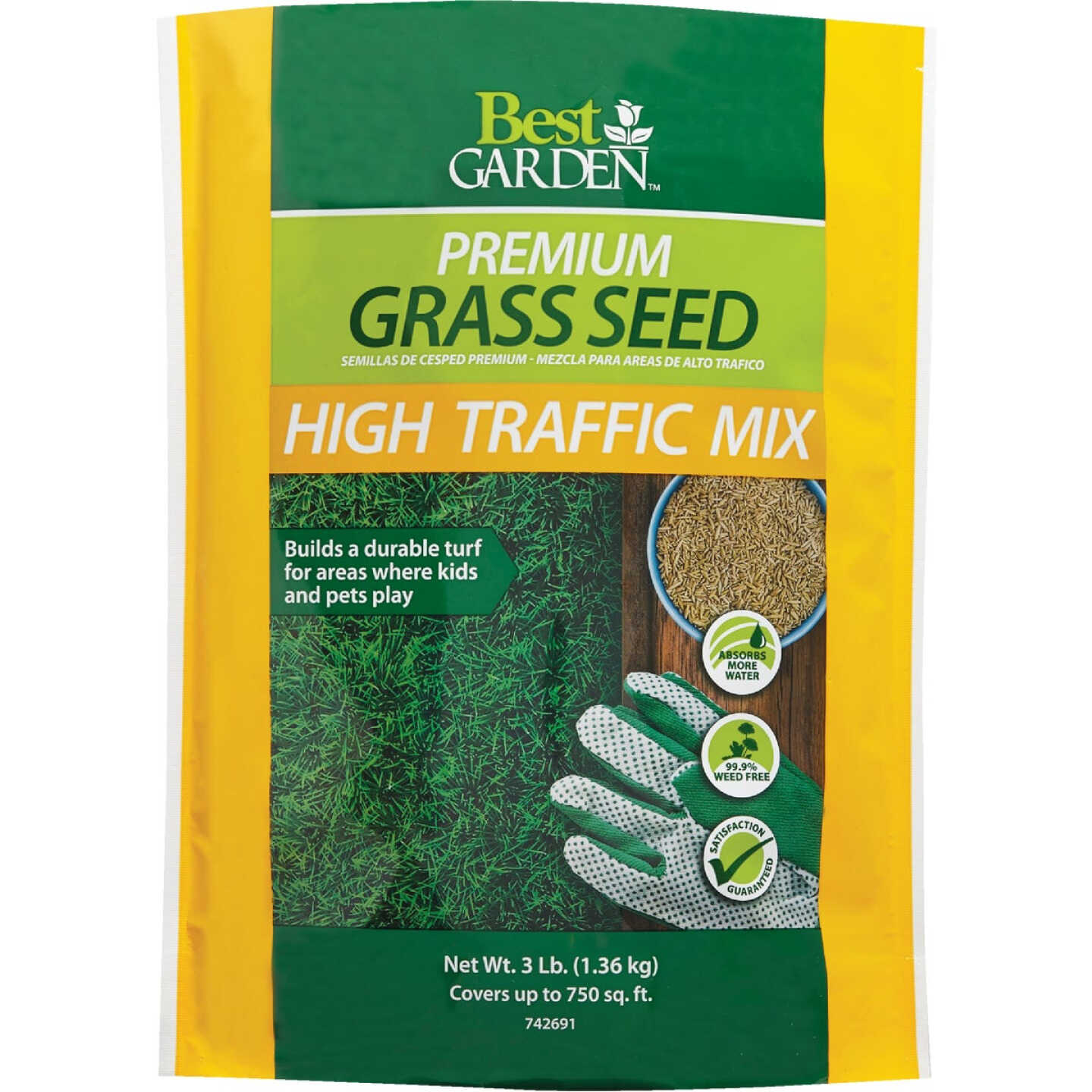 Best Garden 3 Lb. 900 Sq. Ft. Coverage High Traffic Grass Seed Image 1