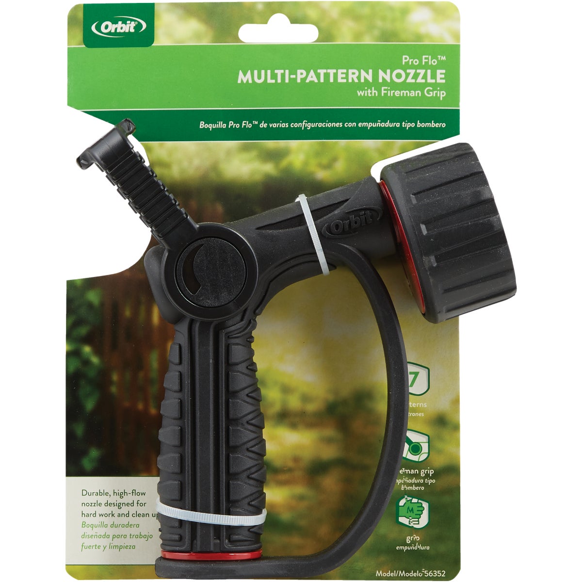 Orbit Pro Flo Zinc 7-Pattern Fireman Nozzle, Black Image 2